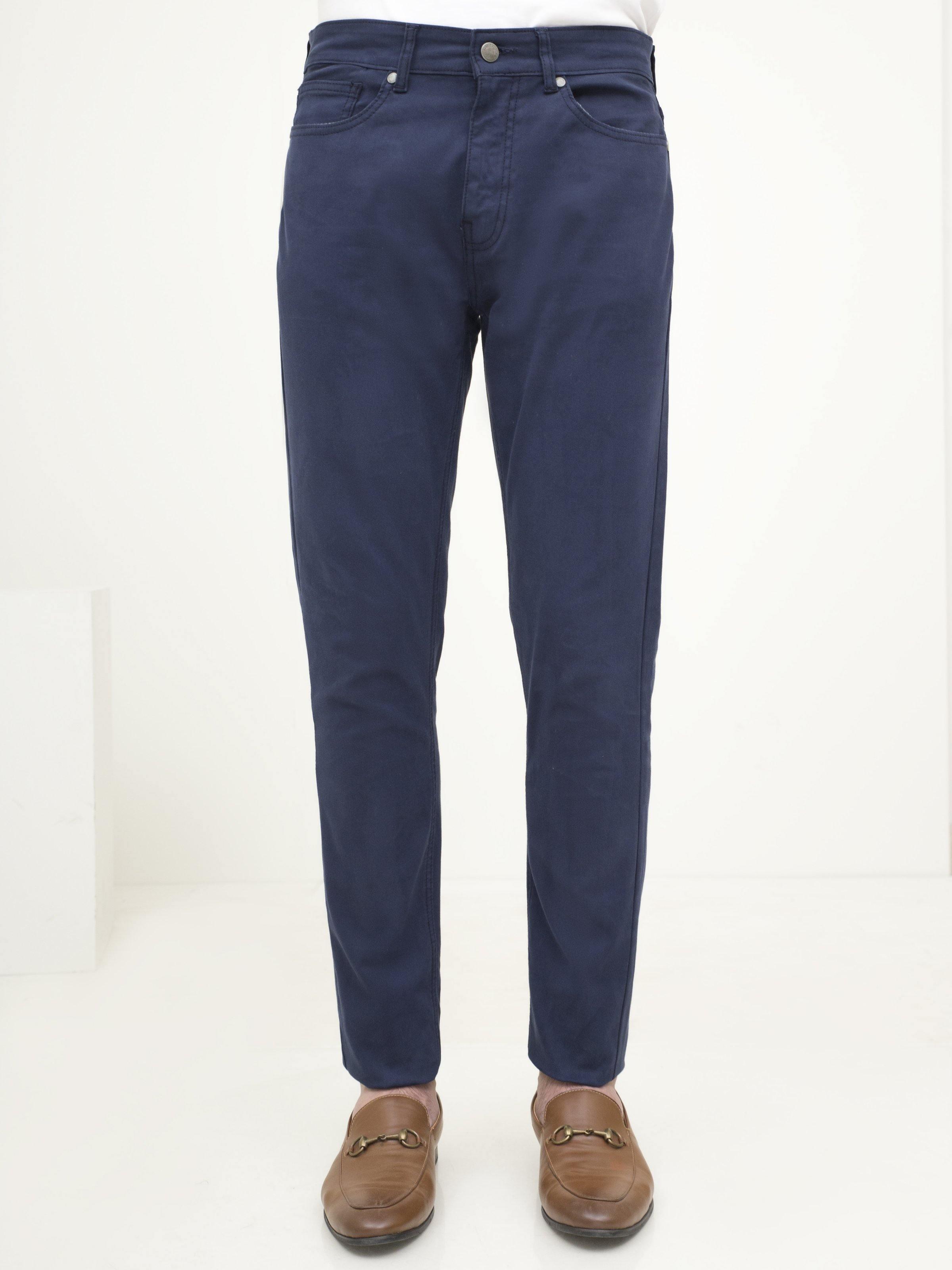 5 POCKET SLIM FIT CASUAL PANT NAVY at Charcoal Clothing