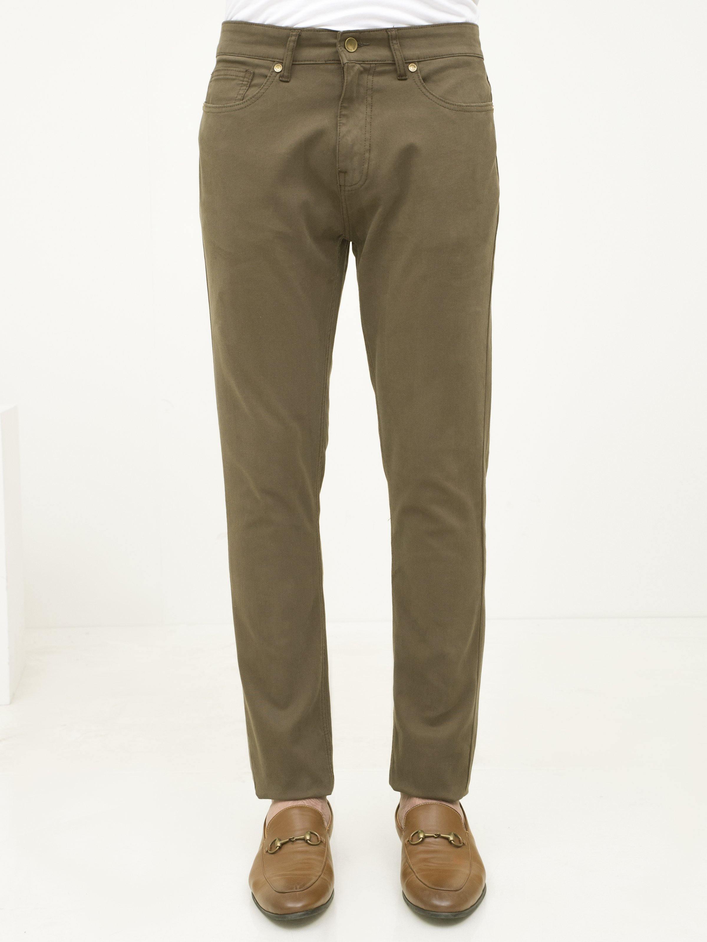 5 POCKET SLIM FIT CASUAL PANT OLIVE at Charcoal Clothing