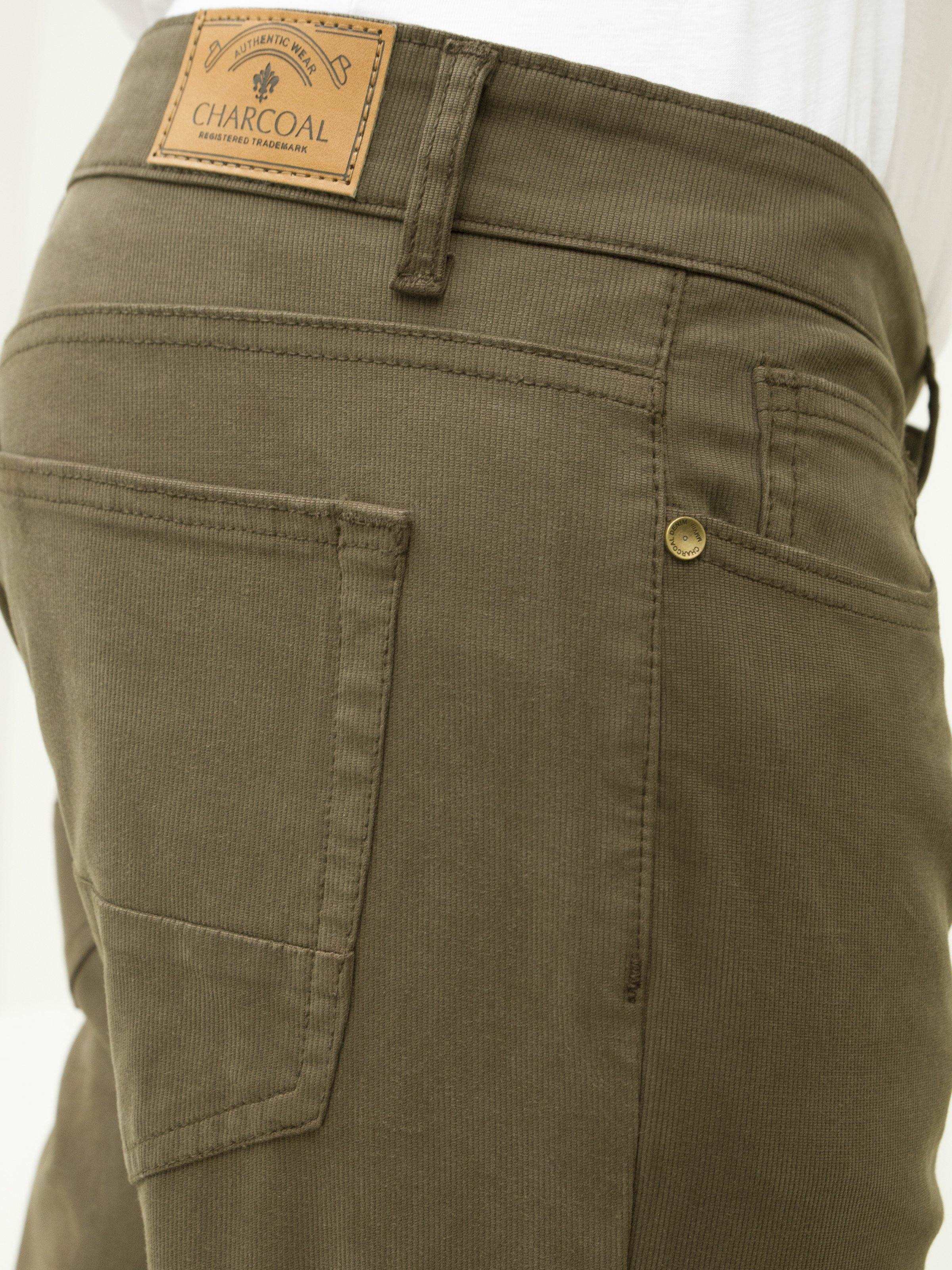 5 POCKET SLIM FIT CASUAL PANT OLIVE at Charcoal Clothing