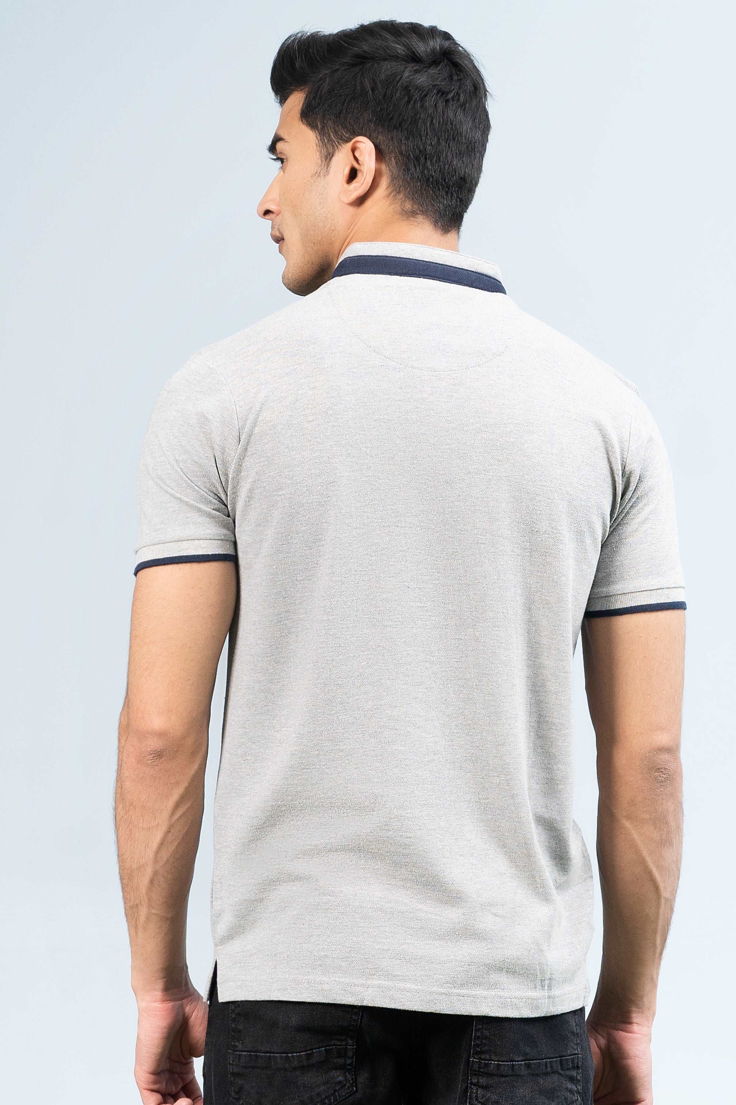 BAN COLLAR POLO HYDER GREY at Charcoal Clothing