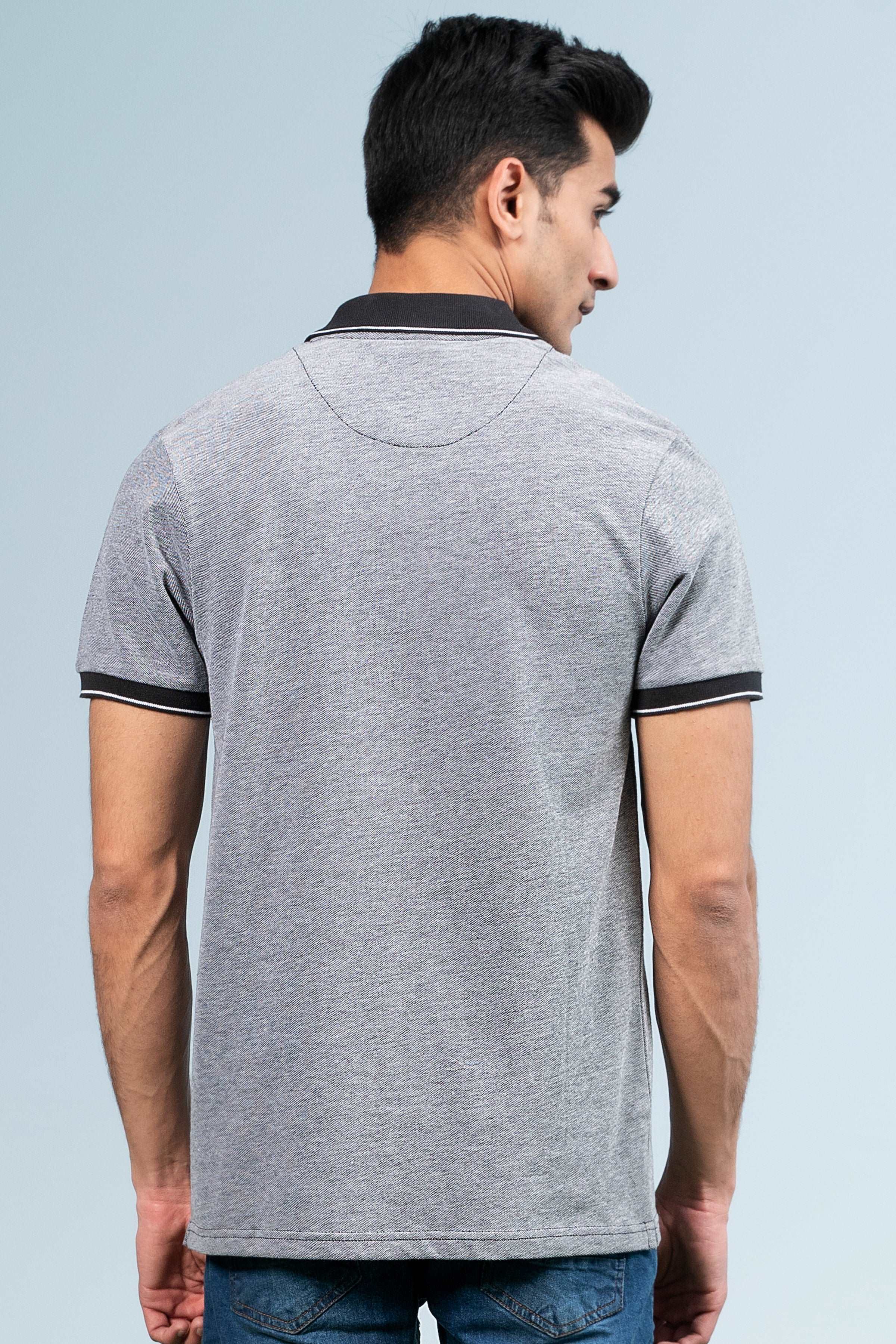 BIRD EYE POLO BLACK at Charcoal Clothing