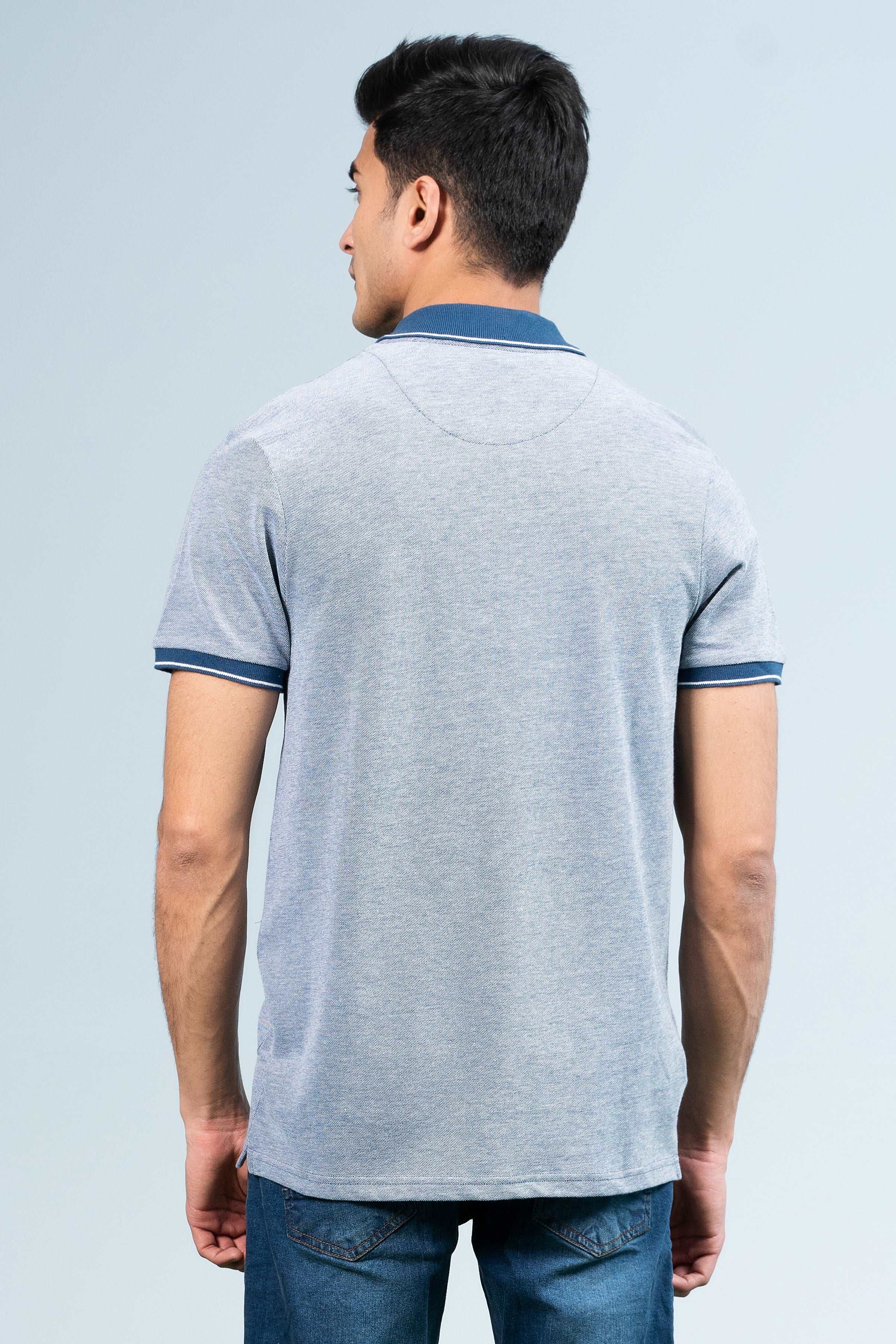 BIRD EYE POLO BLUE at Charcoal Clothing