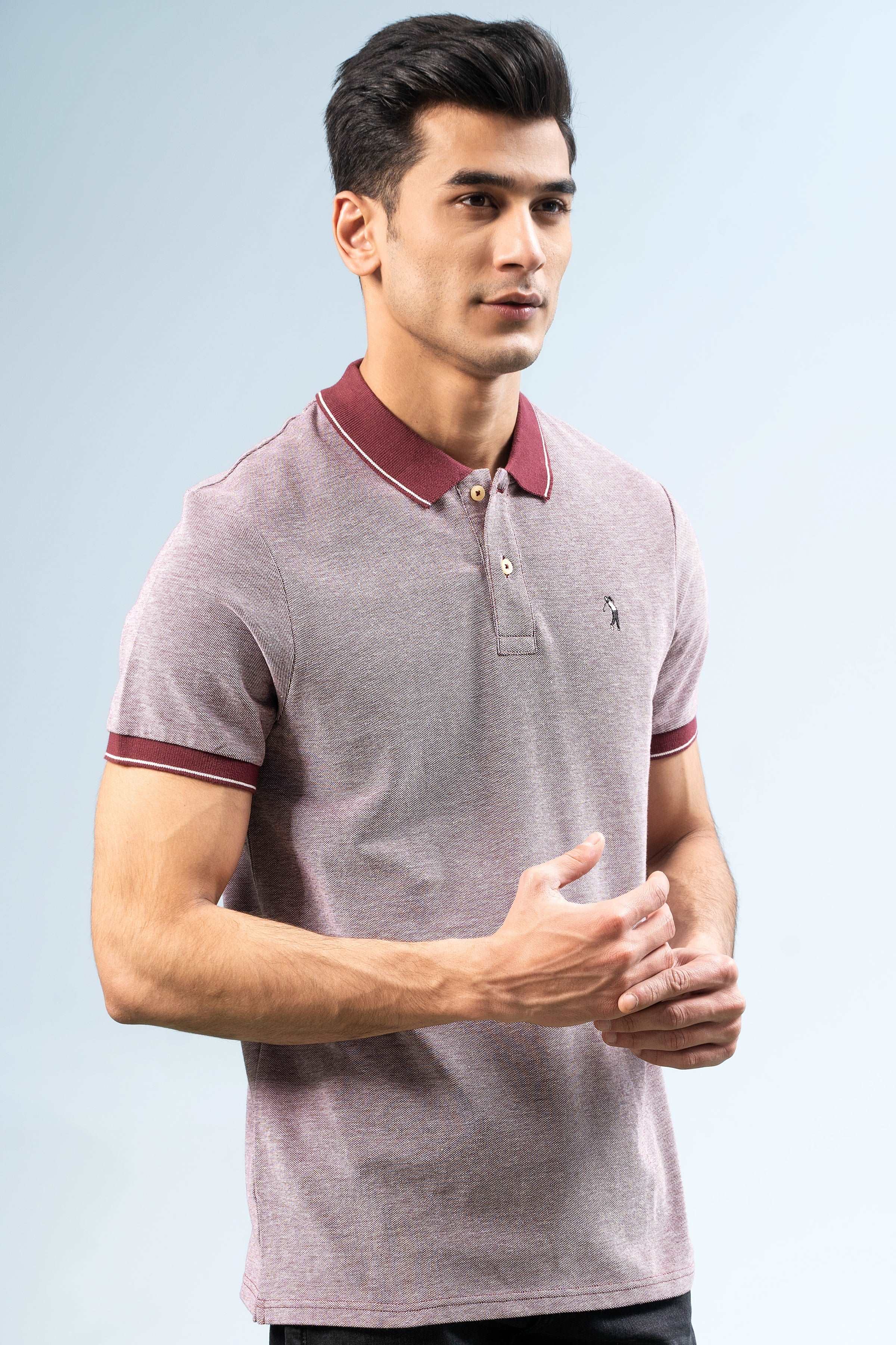 BIRD EYE POLO MAROON at Charcoal Clothing