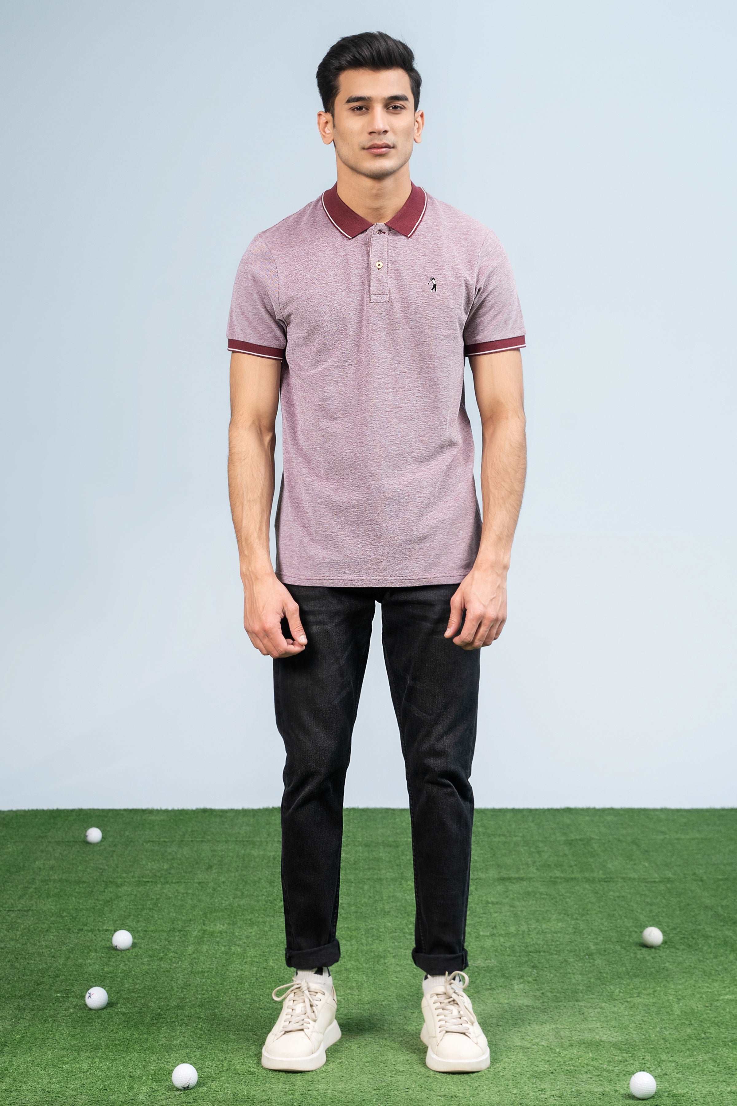 BIRD EYE POLO MAROON at Charcoal Clothing