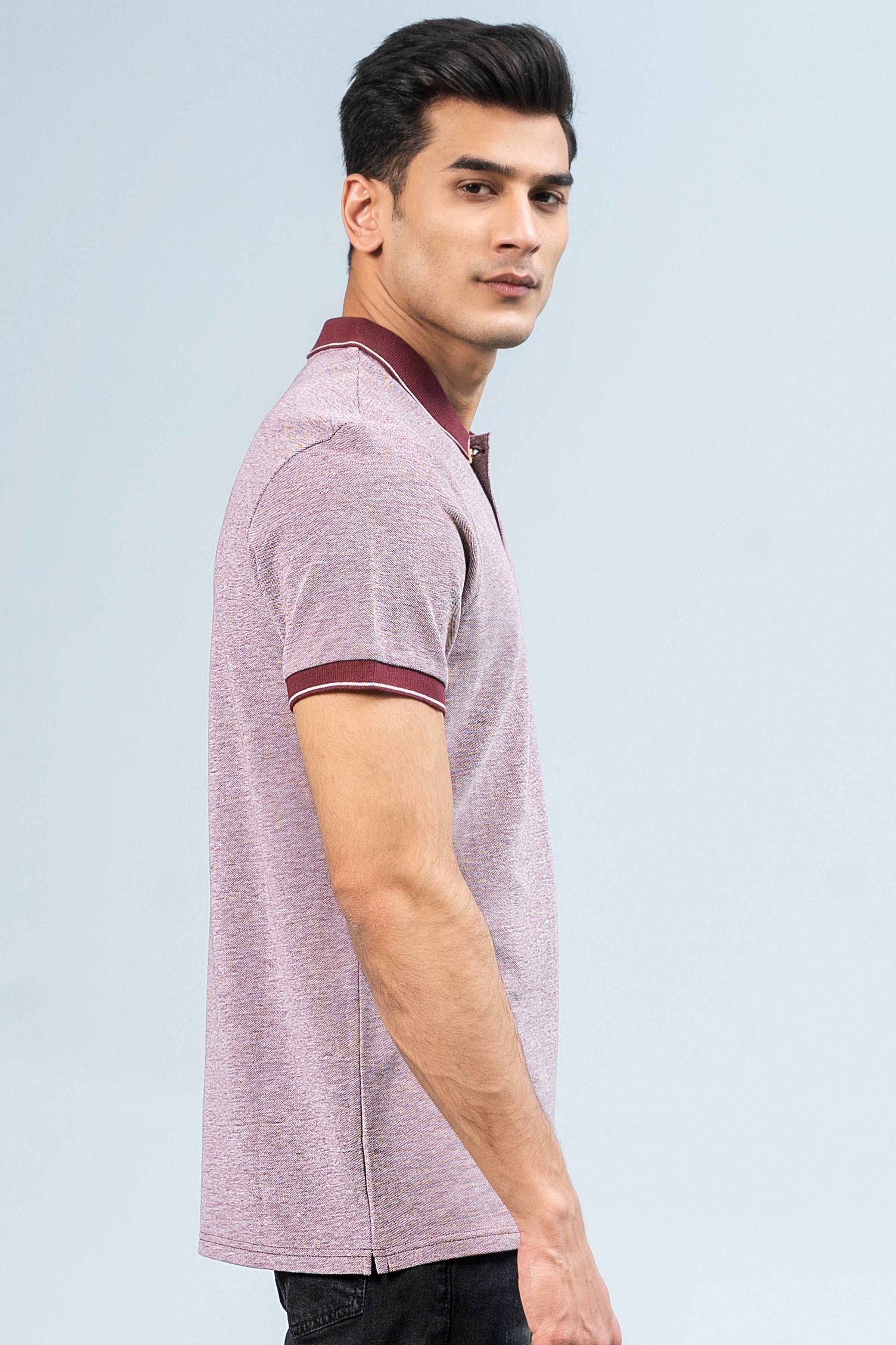 BIRD EYE POLO MAROON at Charcoal Clothing