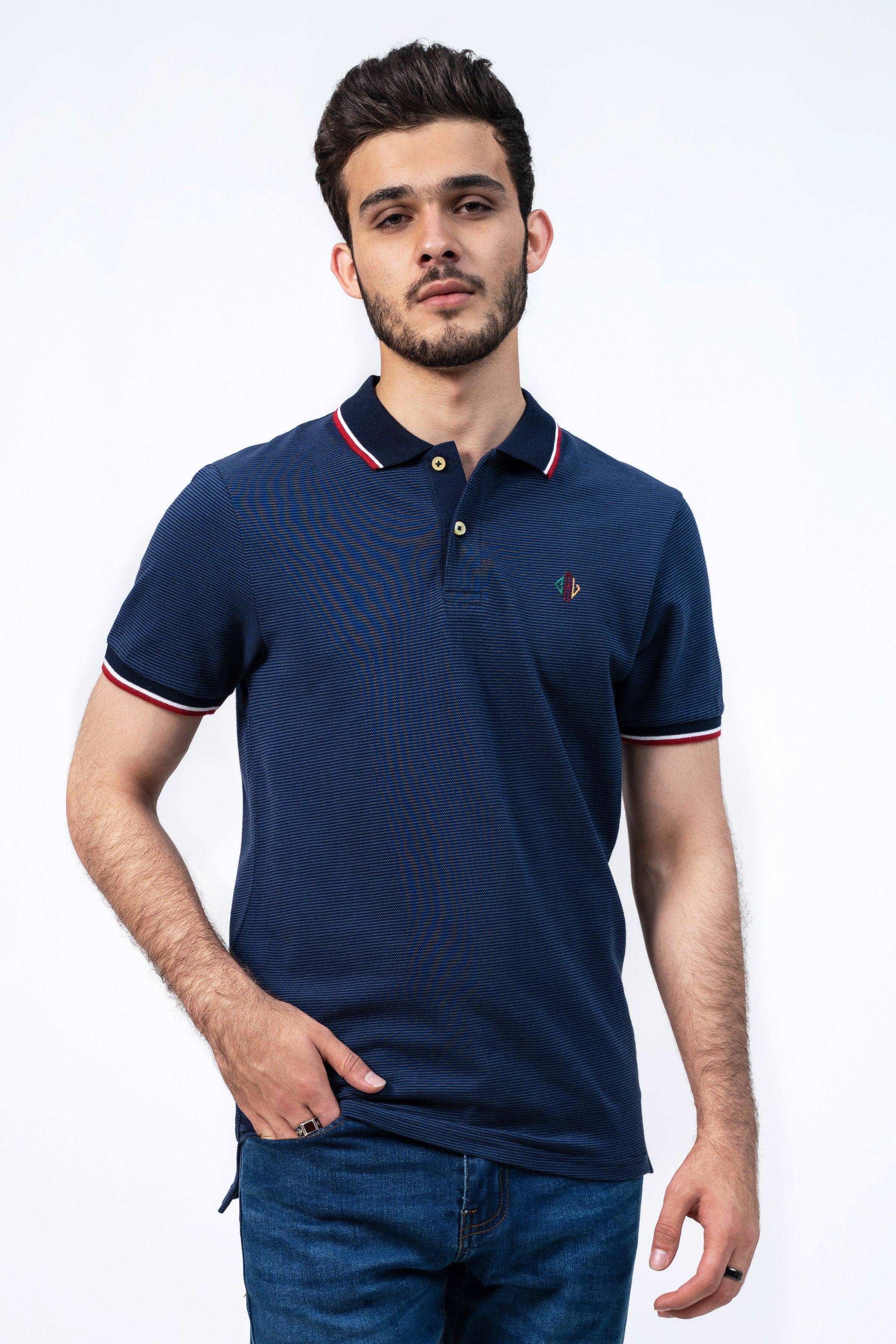 BIRD EYE POLO NAVY at Charcoal Clothing