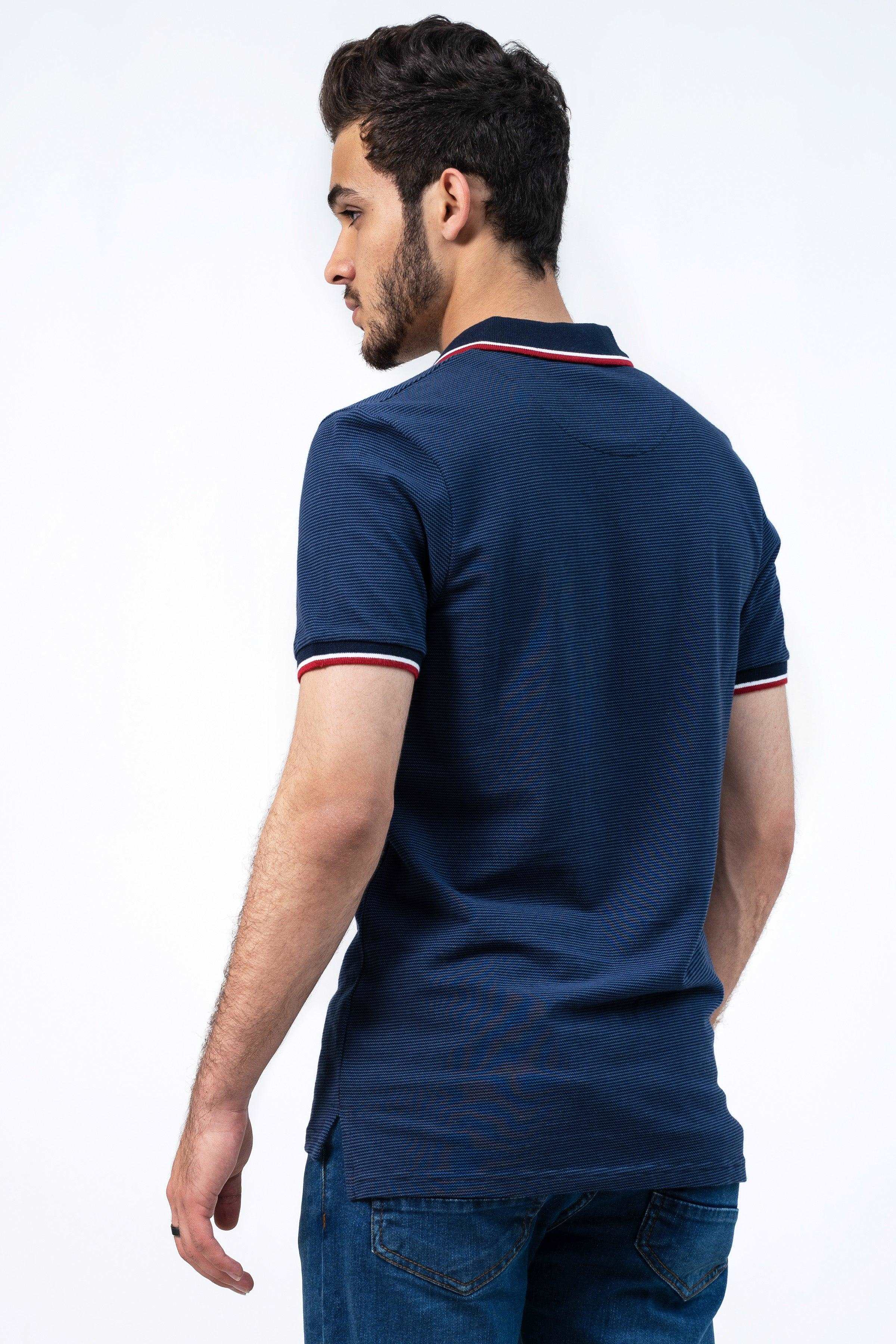 BIRD EYE POLO NAVY at Charcoal Clothing