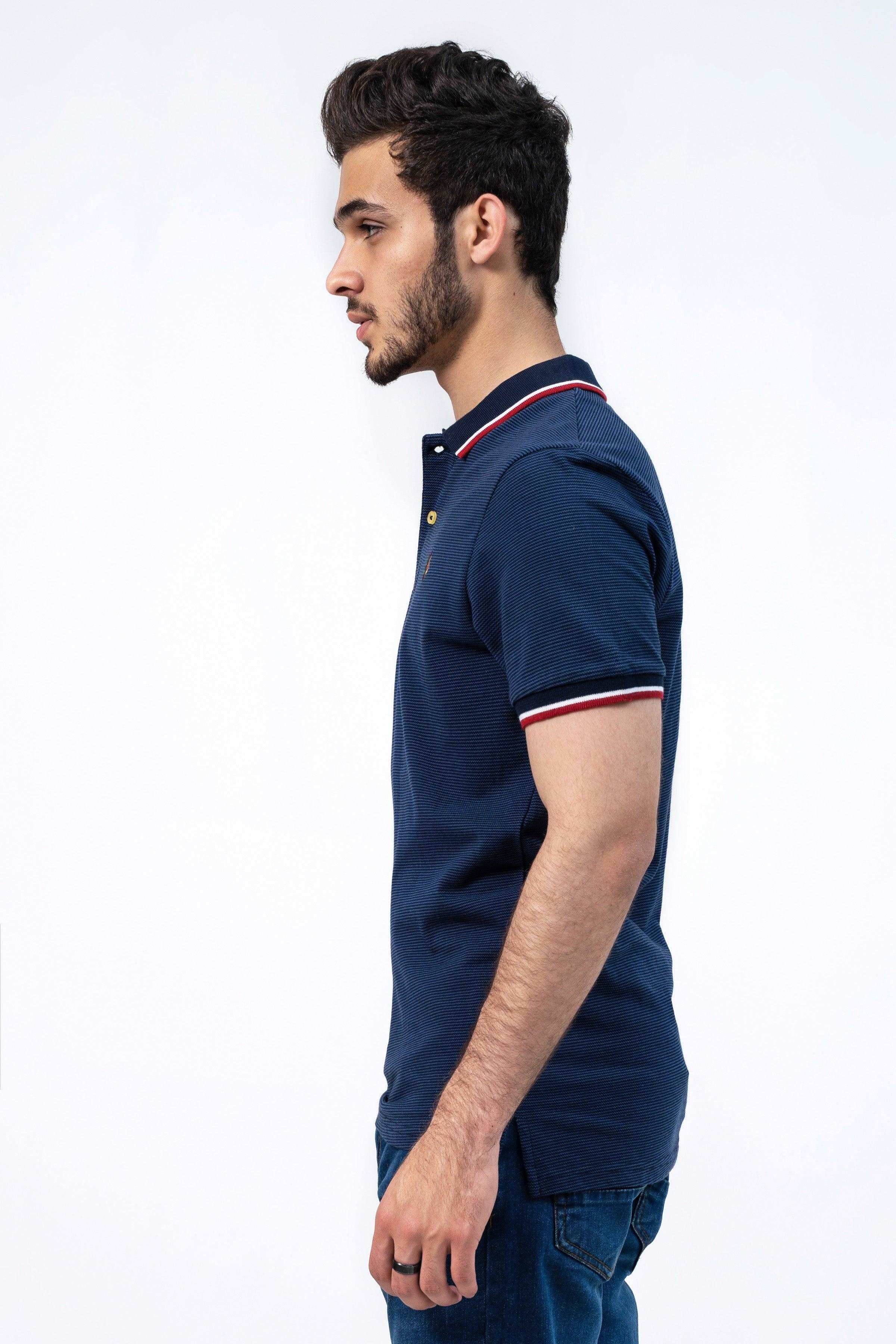 BIRD EYE POLO NAVY at Charcoal Clothing
