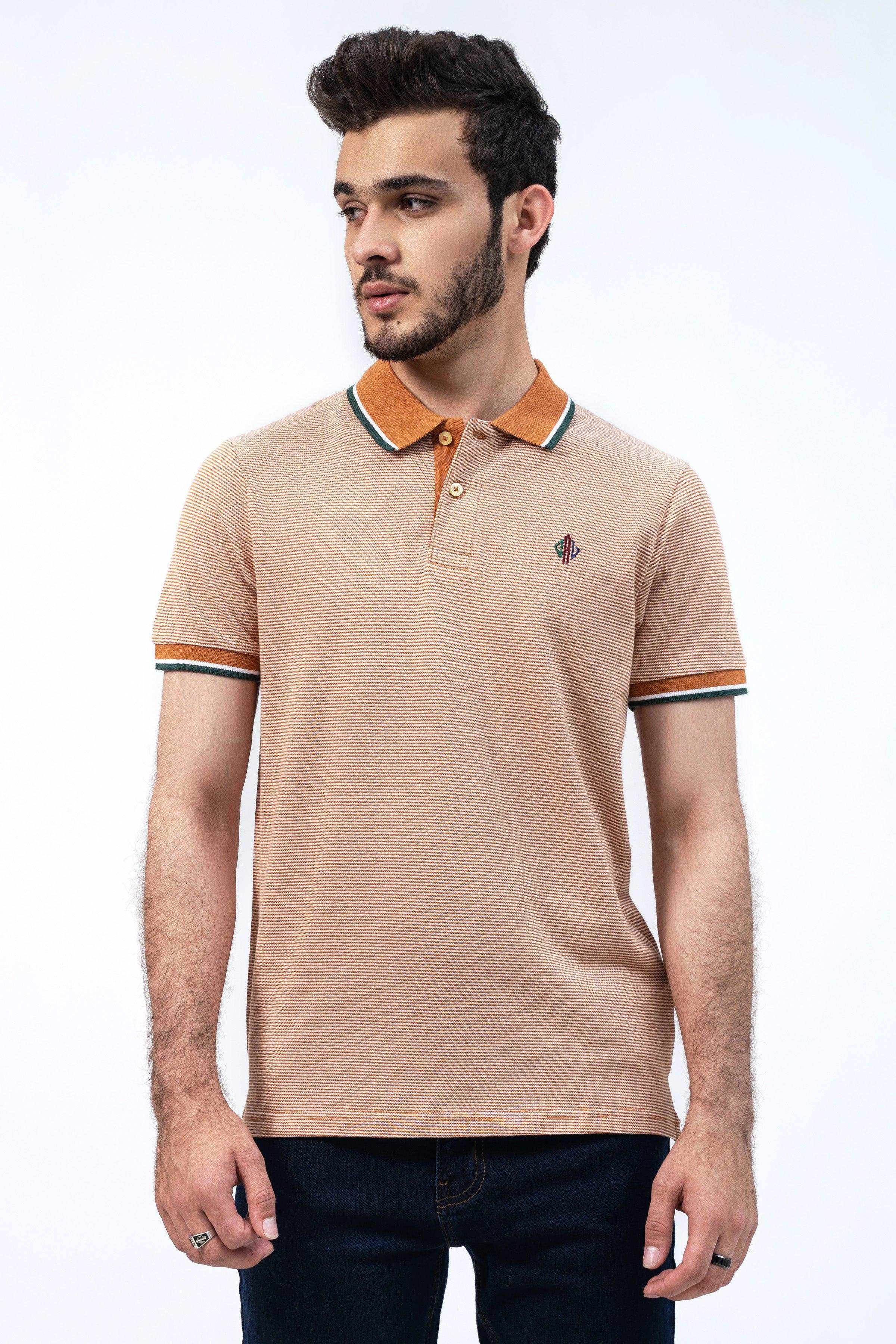 BIRD EYE POLO RUST at Charcoal Clothing