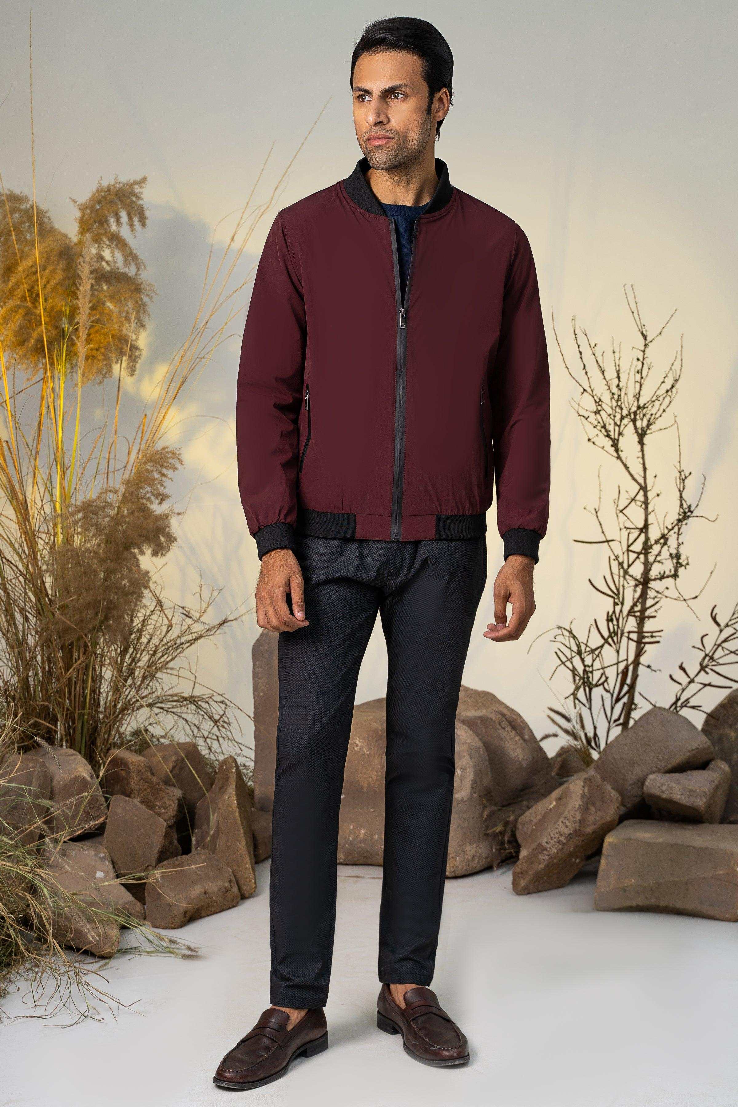 BOWSER JACKET WIND BREAKER MAROON at Charcoal Clothing