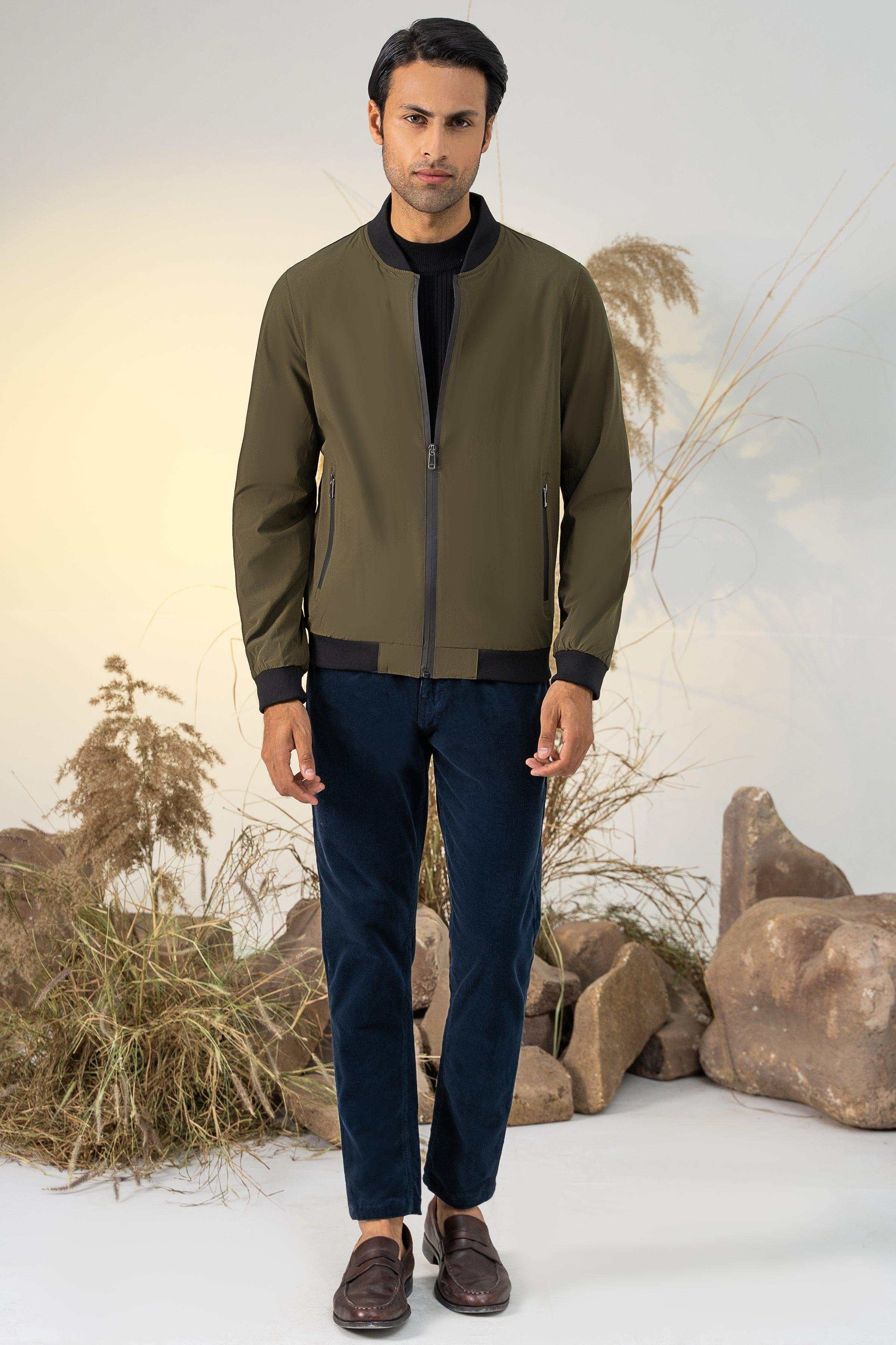 BOWSER JACKET WIND BREAKER OLIVE at Charcoal Clothing