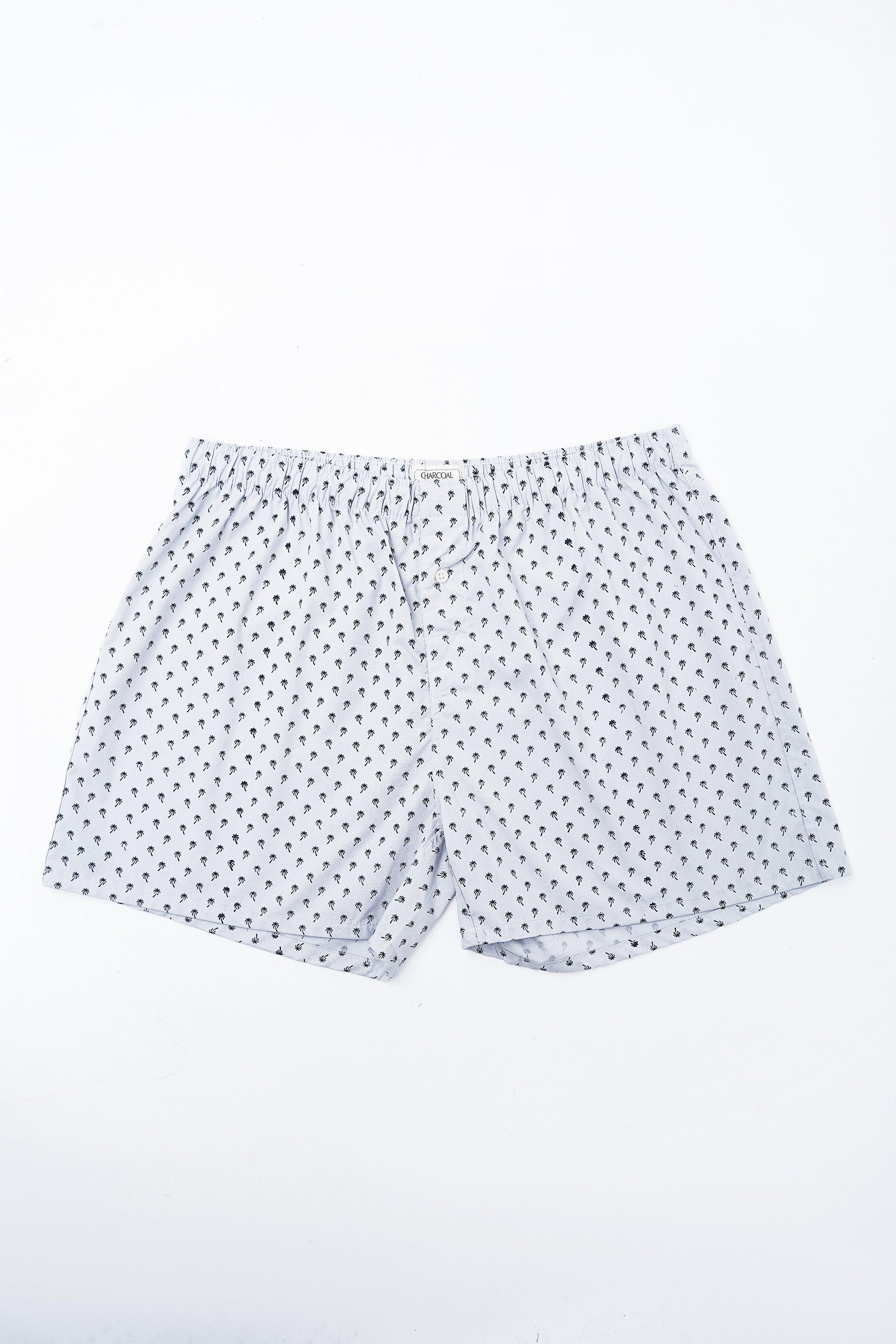 Boxer shorts with small palm tree print, elastic waistband