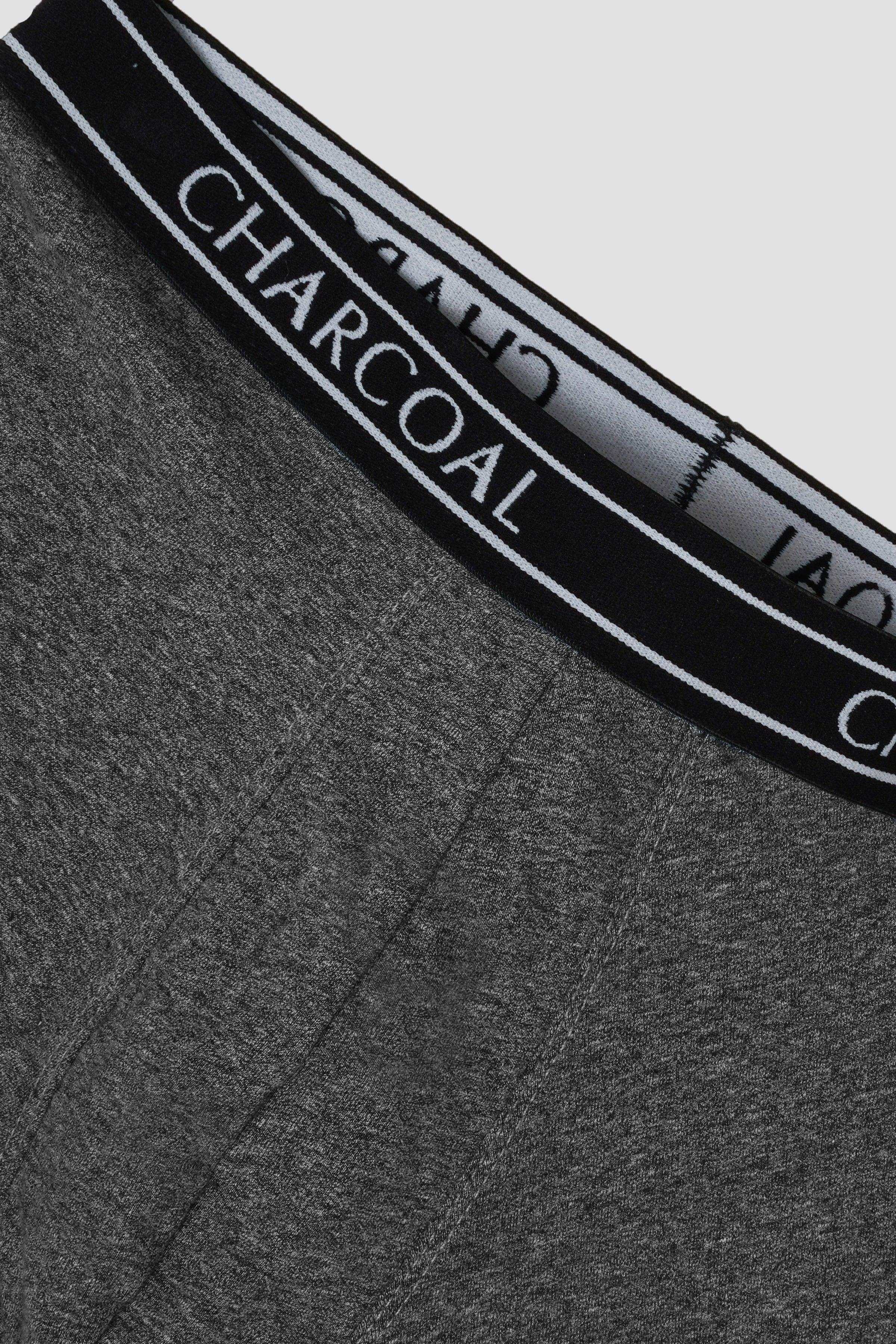 Charcoal logo waistband band on grey melange knitted boxer shorts