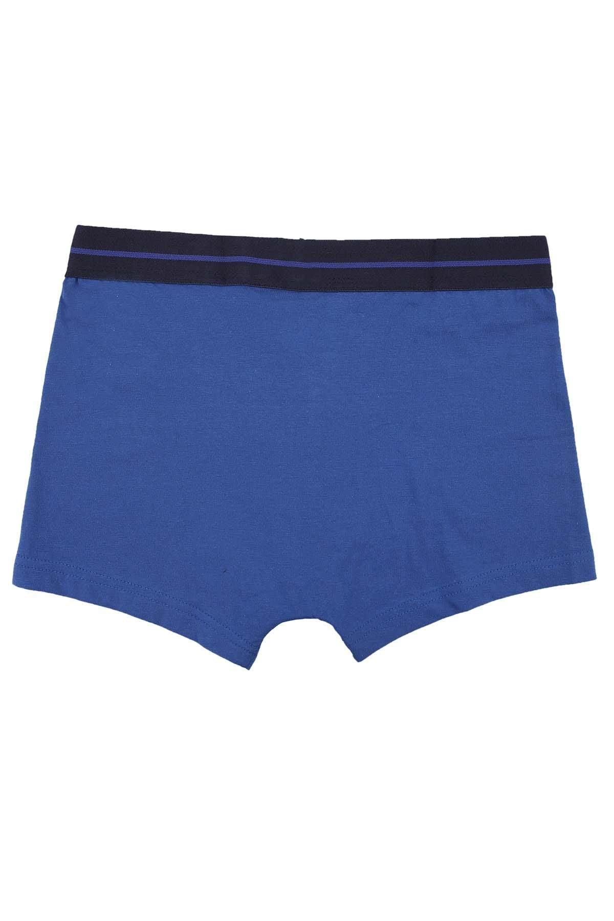 Royal blue boxer briefs with dark elastic waistband