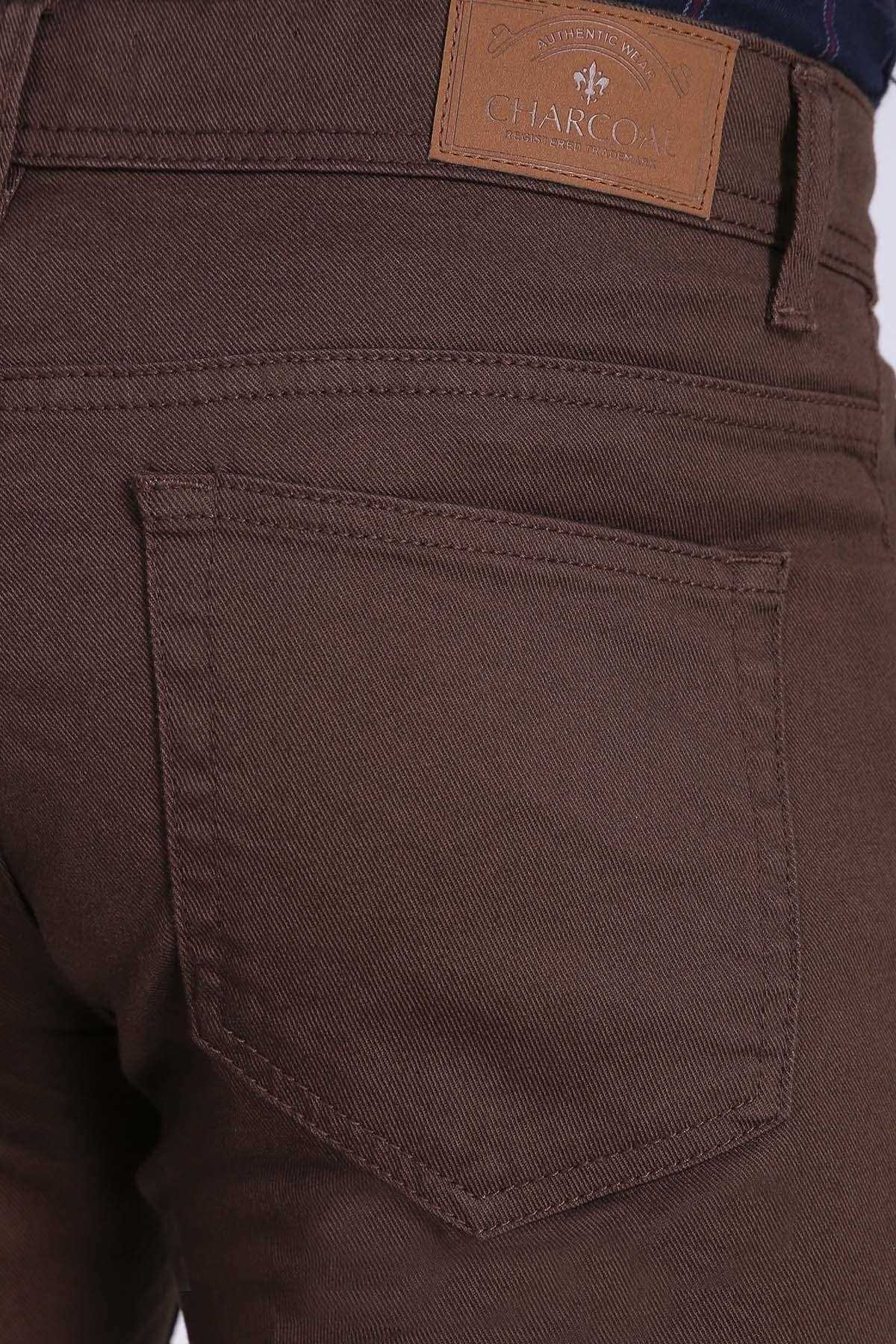 C PANT 5 POCKET SLIM FIT BROWN at Charcoal Clothing