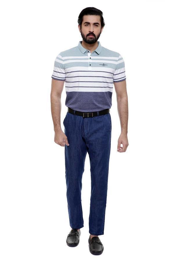 C PANT CROSS POCKET DENIM BLUE at Charcoal Clothing