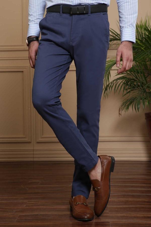 C PANT CROSS POCKET SLIM FIT BLUE at Charcoal Clothing