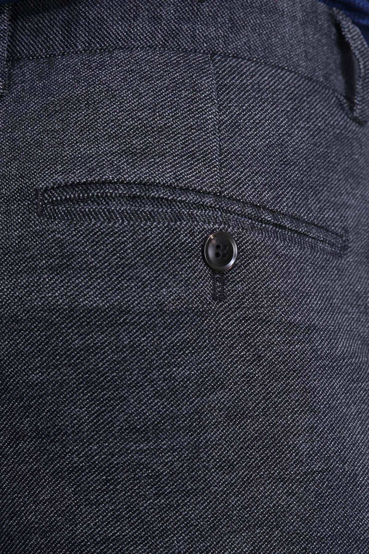 Charcoal pants with front button and stitched pocket detail