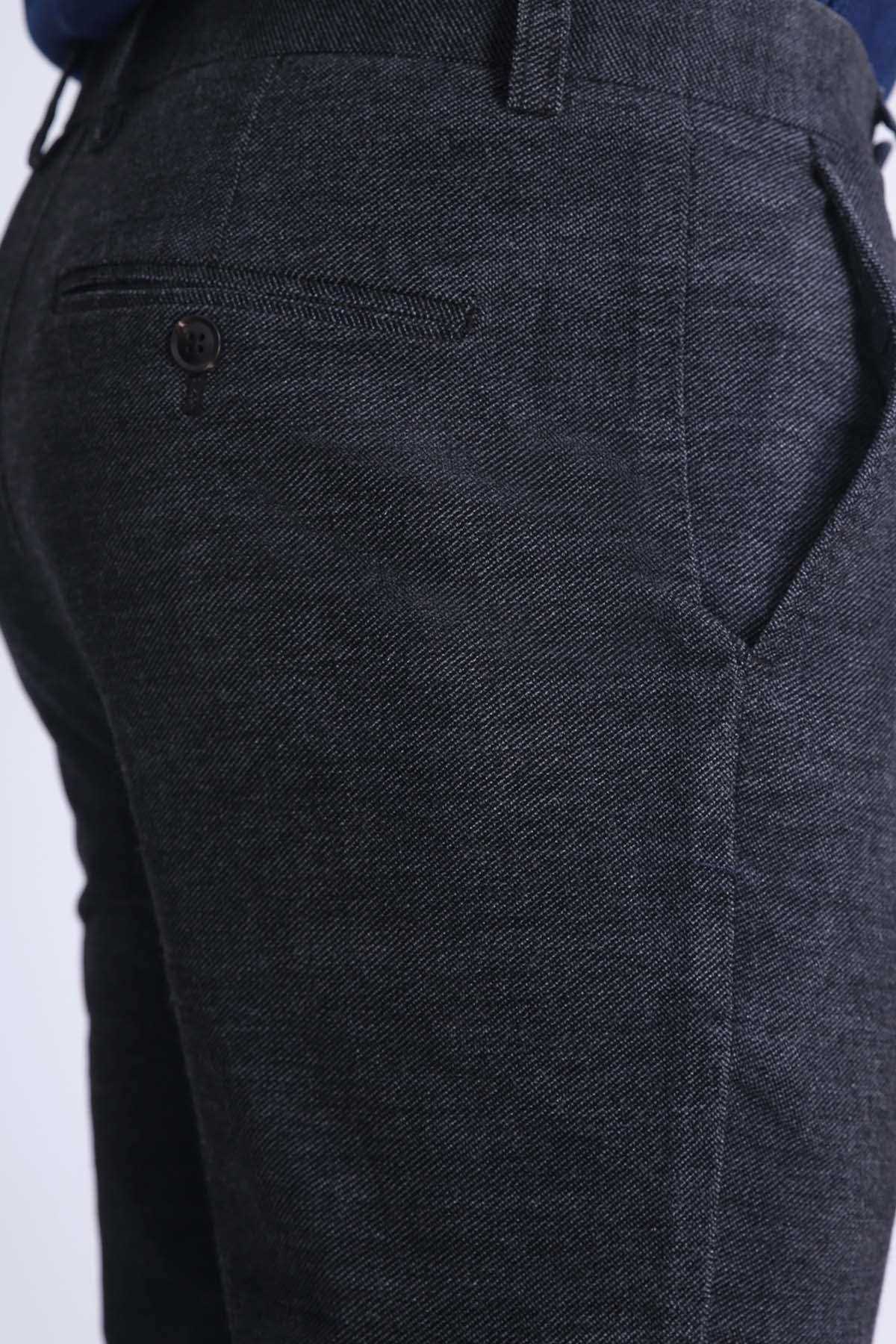 Charcoal cross-pocket pants with back pocket and belt loops