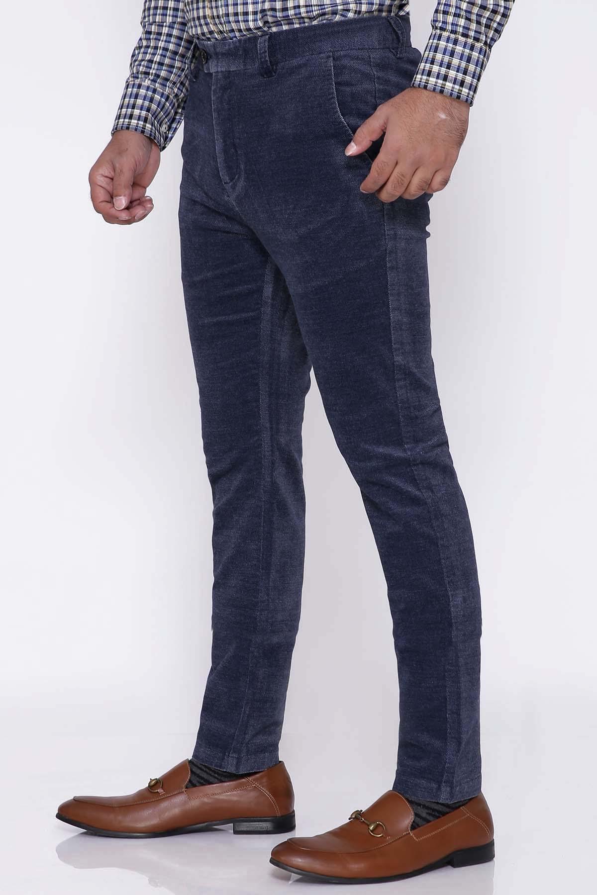 C smart fit cross pocket pants, navy, side view with front pockets