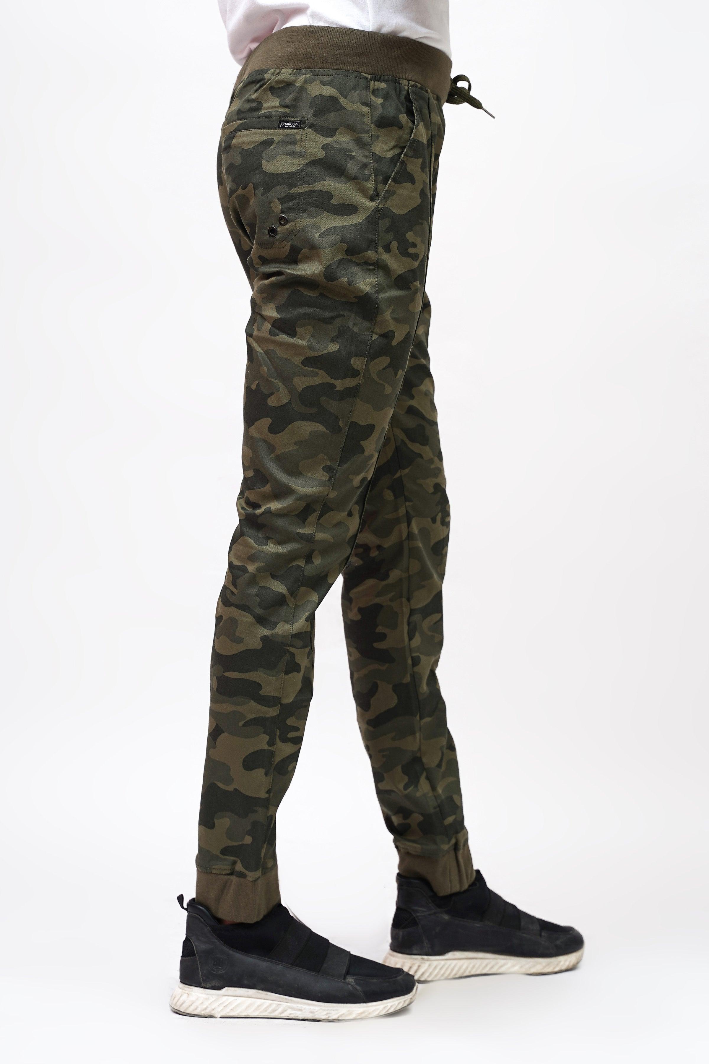 CAMOUFLAGE JOGGER SLIMFIT CAMOUFLAGE PRINT TROUSER at Charcoal Clothing