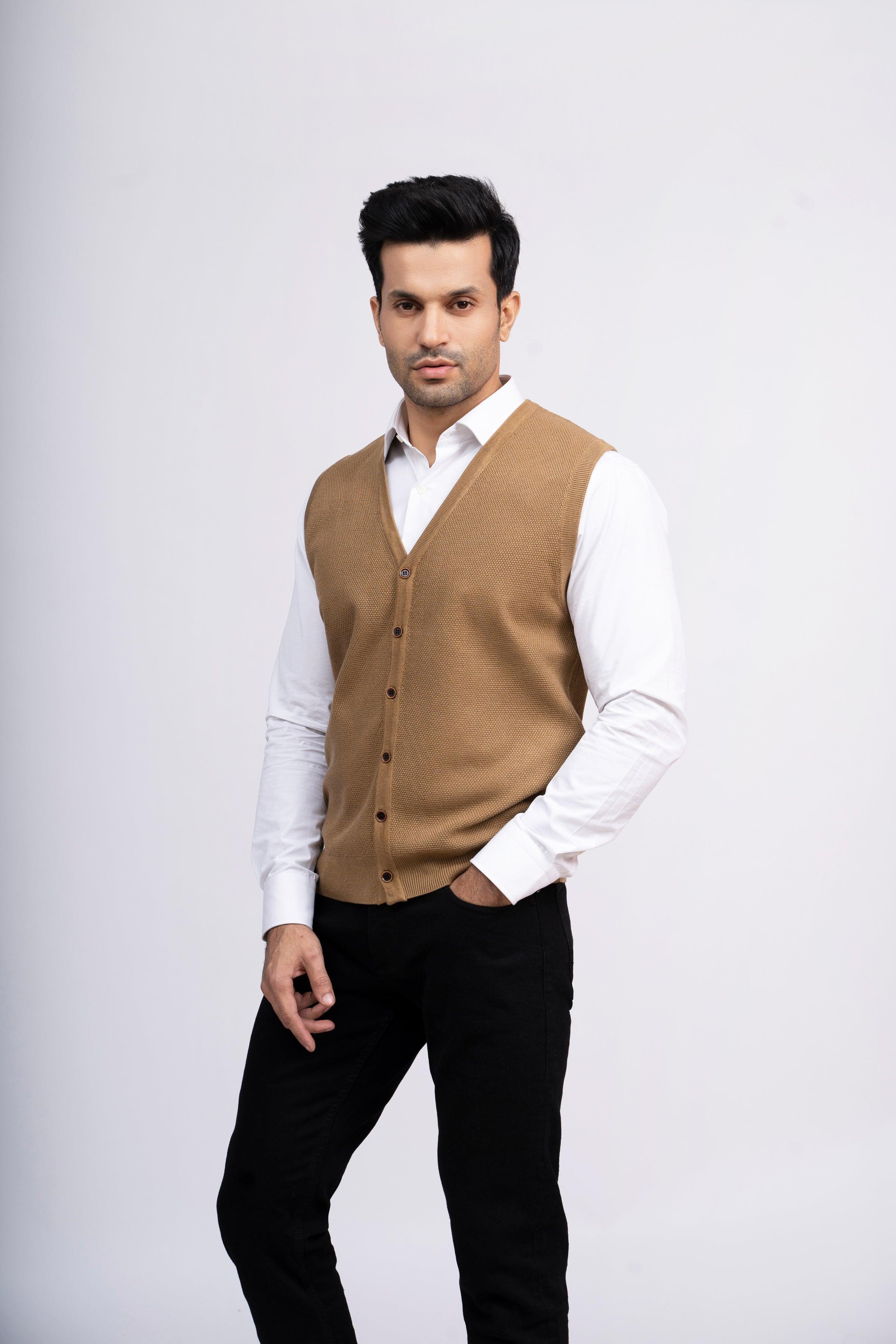 CARDIGAN SWEATER S/L KHAKI at Charcoal Clothing