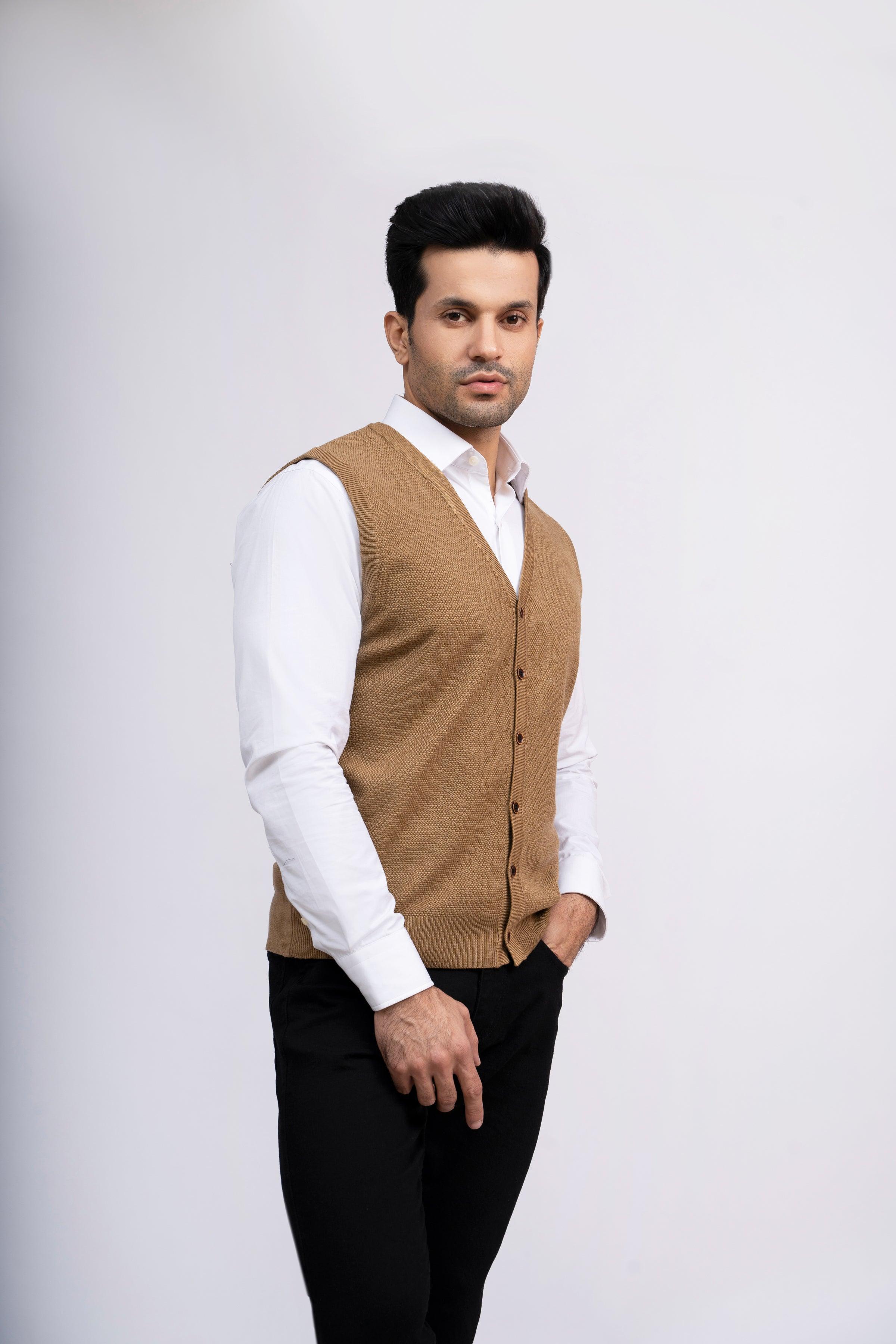 CARDIGAN SWEATER S/L KHAKI at Charcoal Clothing