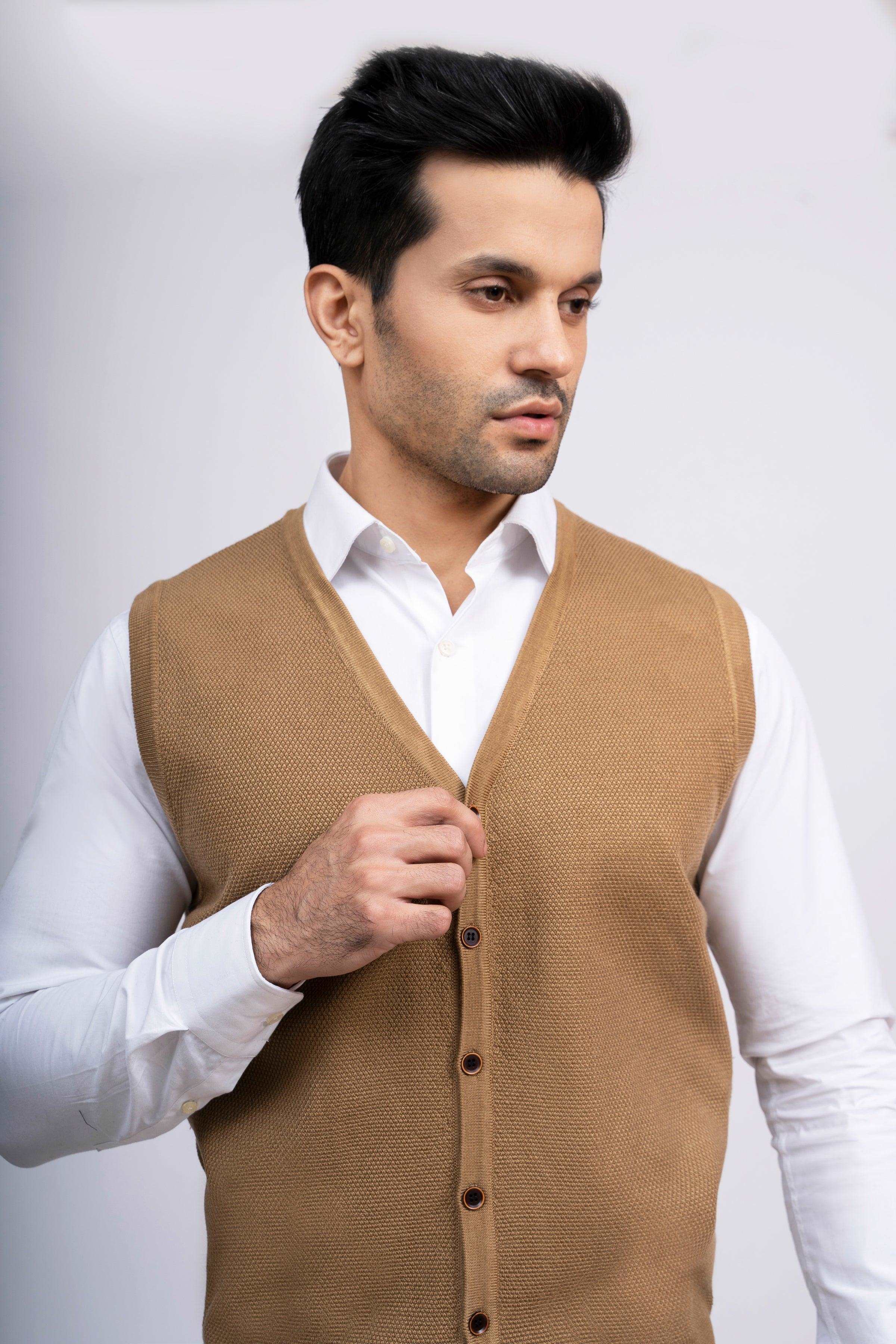 CARDIGAN SWEATER S/L KHAKI at Charcoal Clothing
