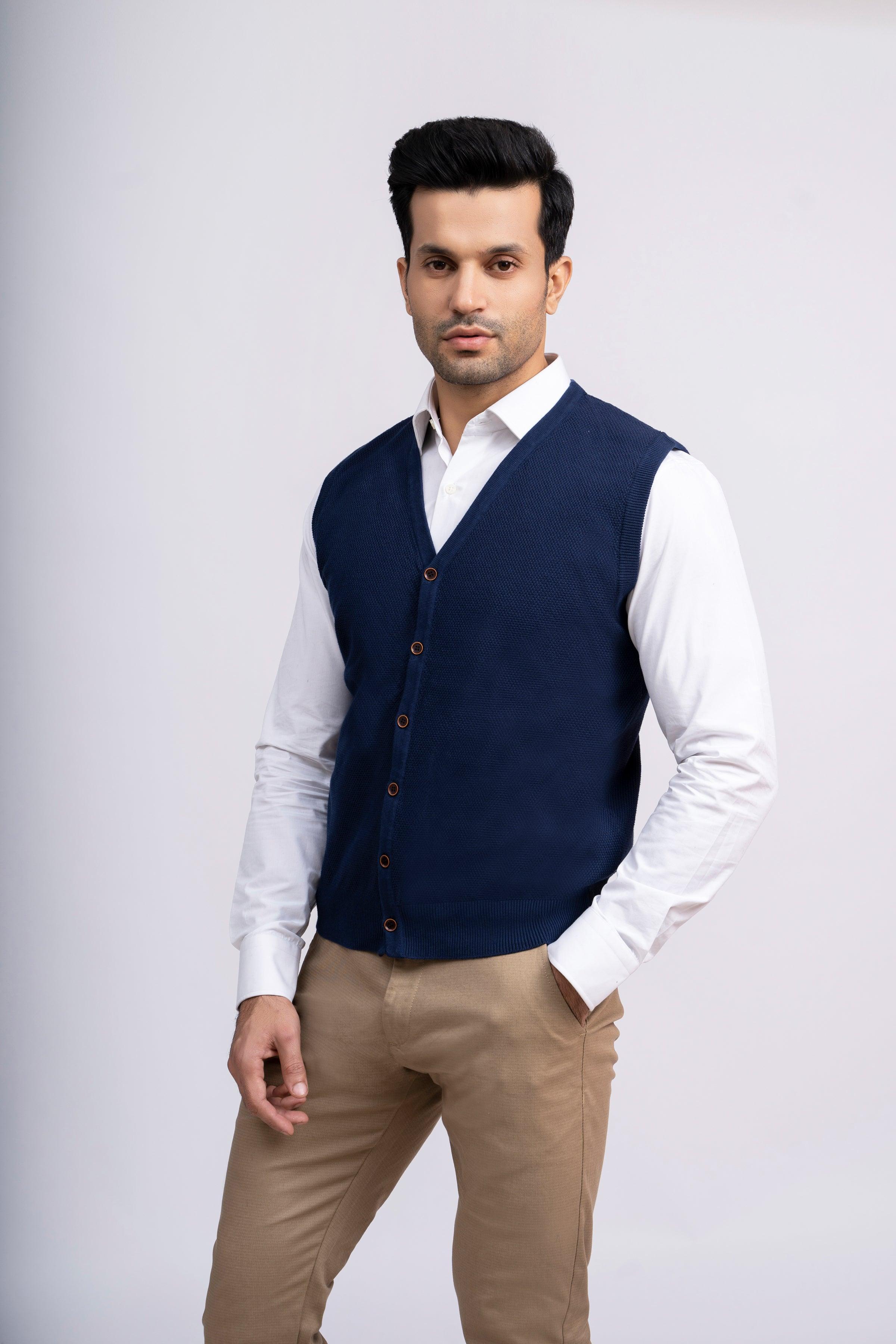 CARDIGAN SWEATER S/L NAVY at Charcoal Clothing