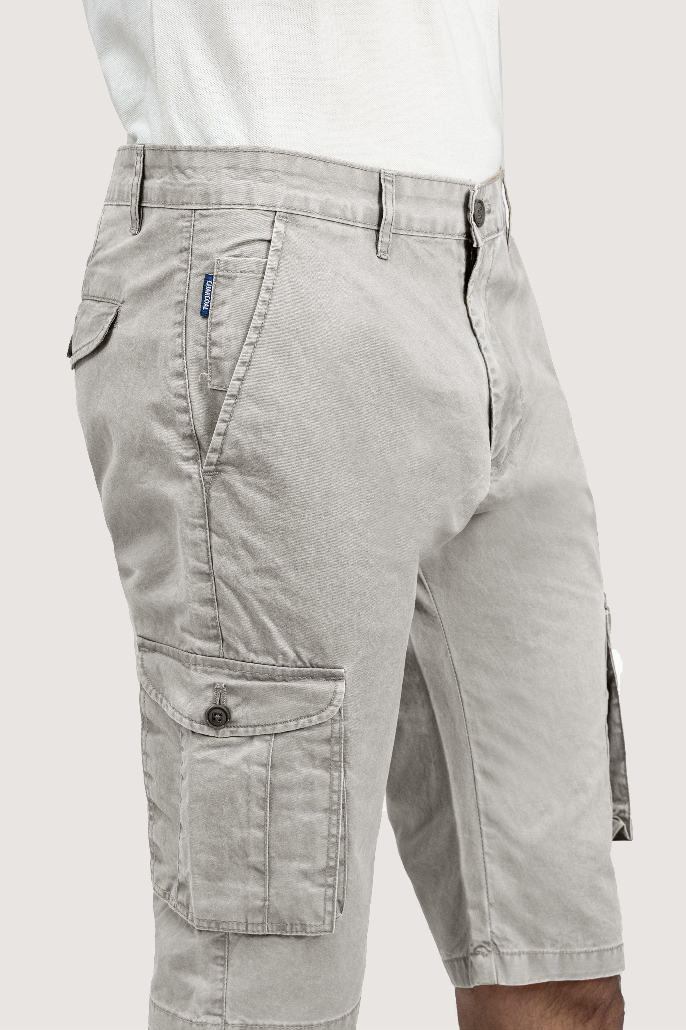 CARGO ENZYME WASHED REGULAR FIT SHORTS STONE at Charcoal Clothing