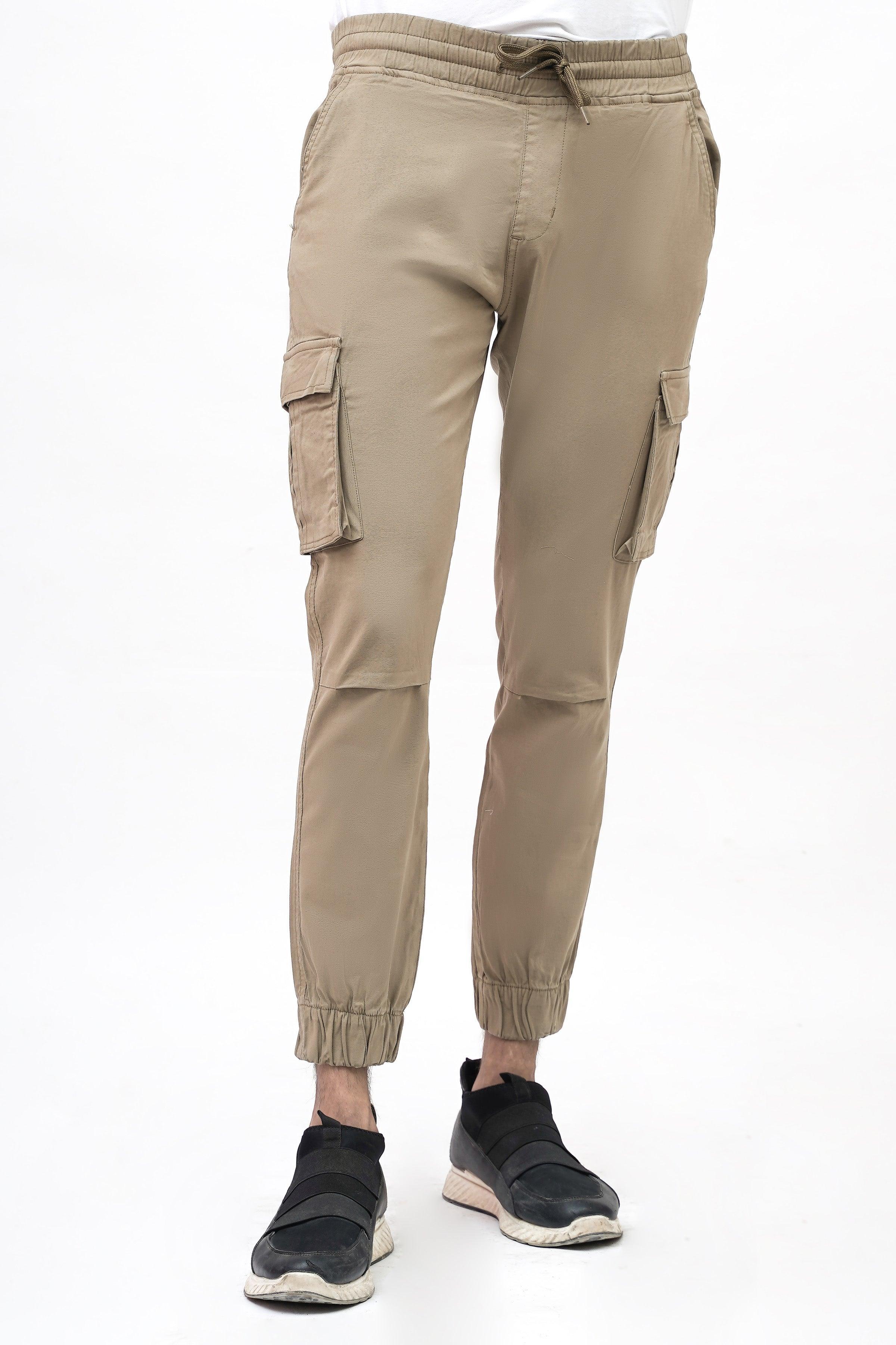 CARGO JOGGER SLIM FIT DARK KHAKI TROUSER at Charcoal Clothing