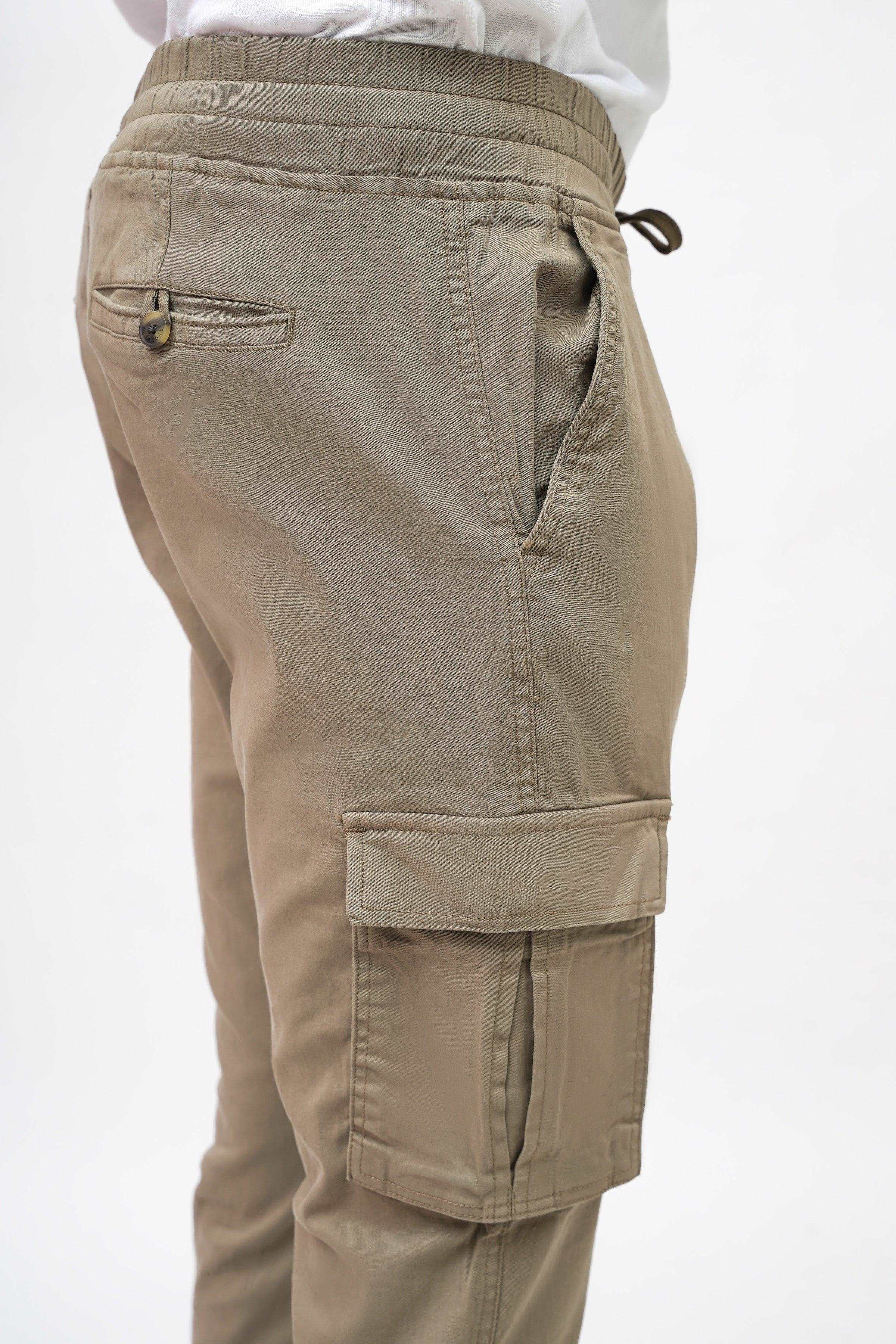 CARGO JOGGER SLIM FIT DARK KHAKI TROUSER at Charcoal Clothing