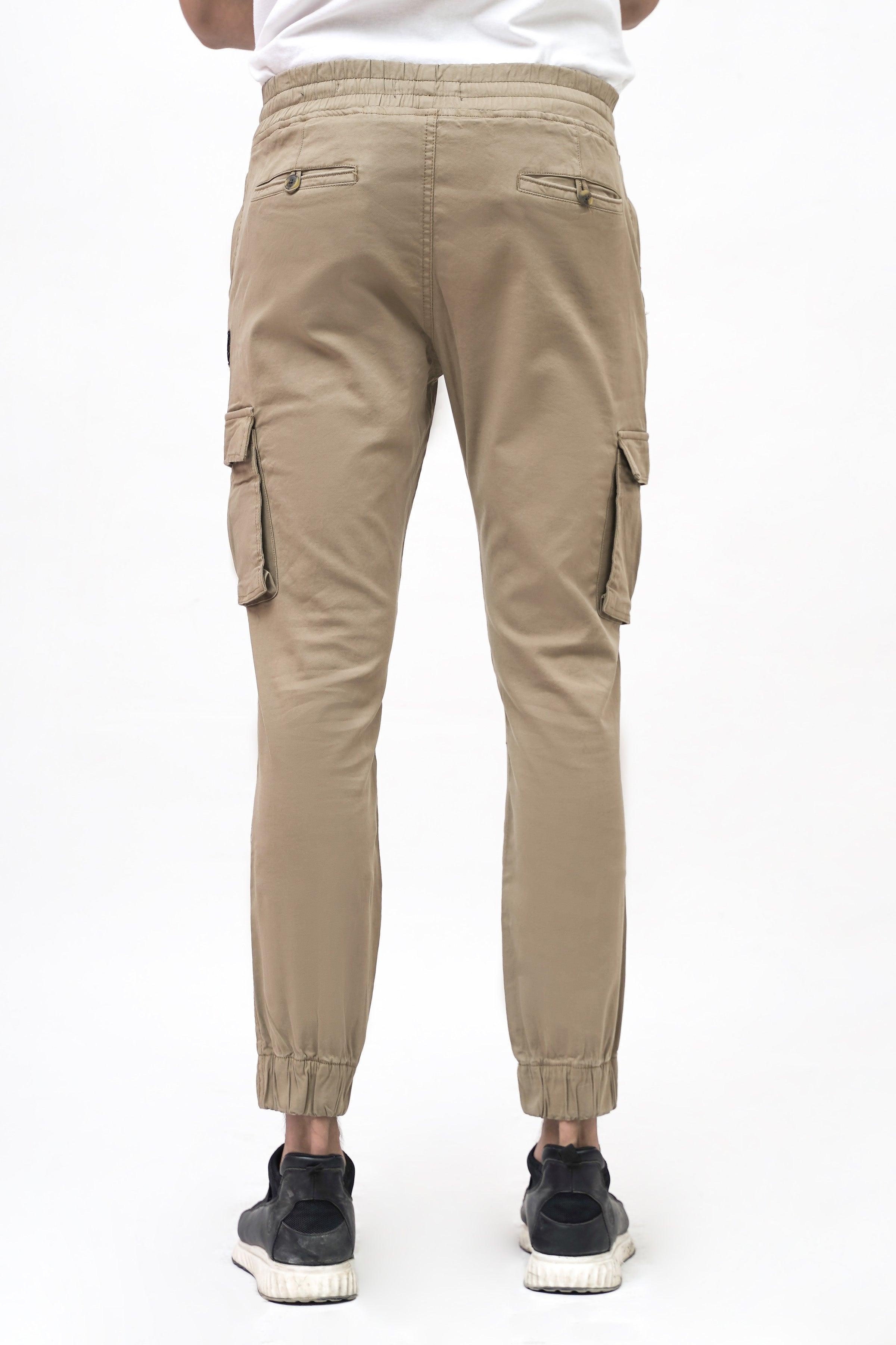CARGO JOGGER SLIM FIT DARK KHAKI TROUSER at Charcoal Clothing