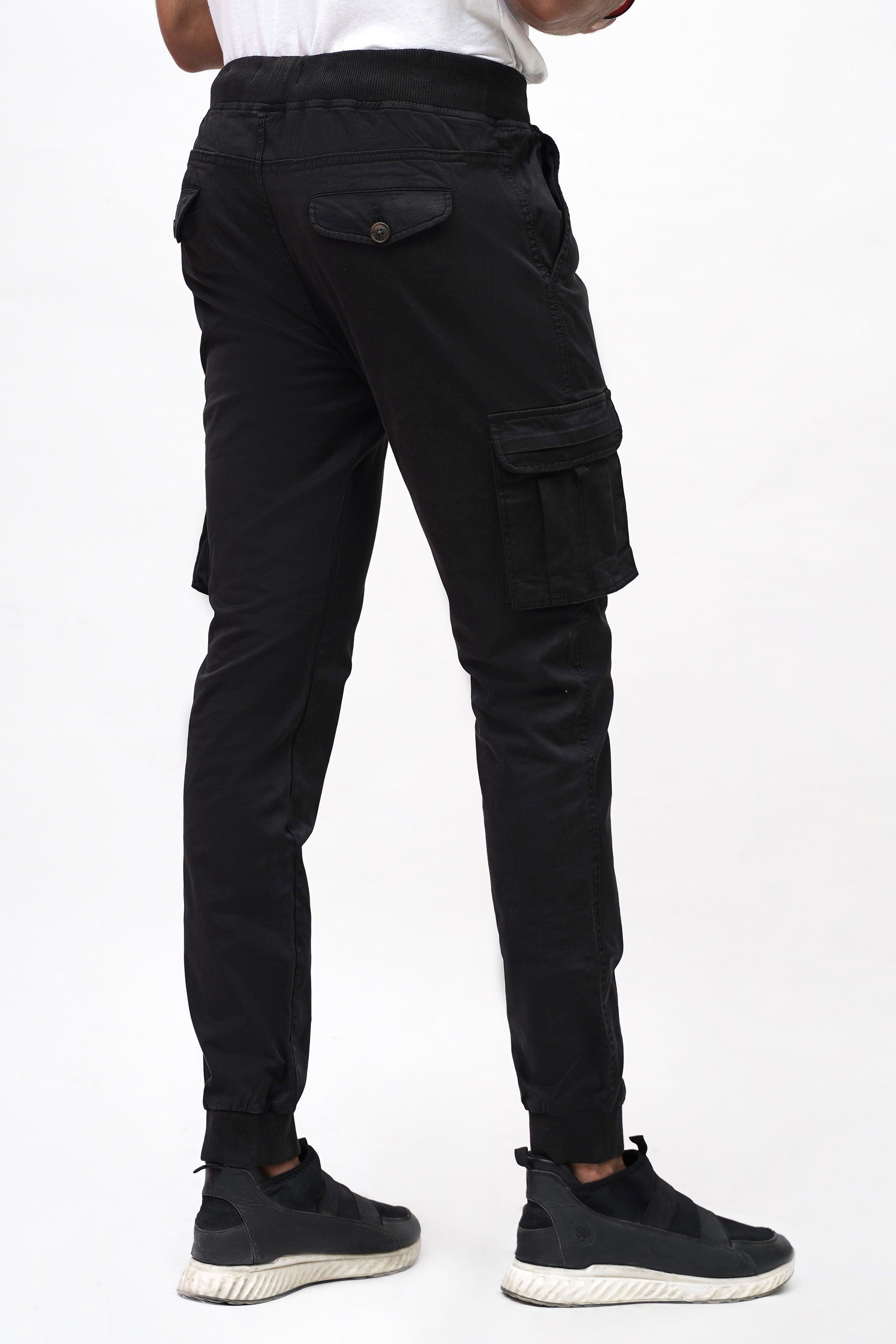CARGO JOGGER SLIMFIT BLACK TROUSER at Charcoal Clothing