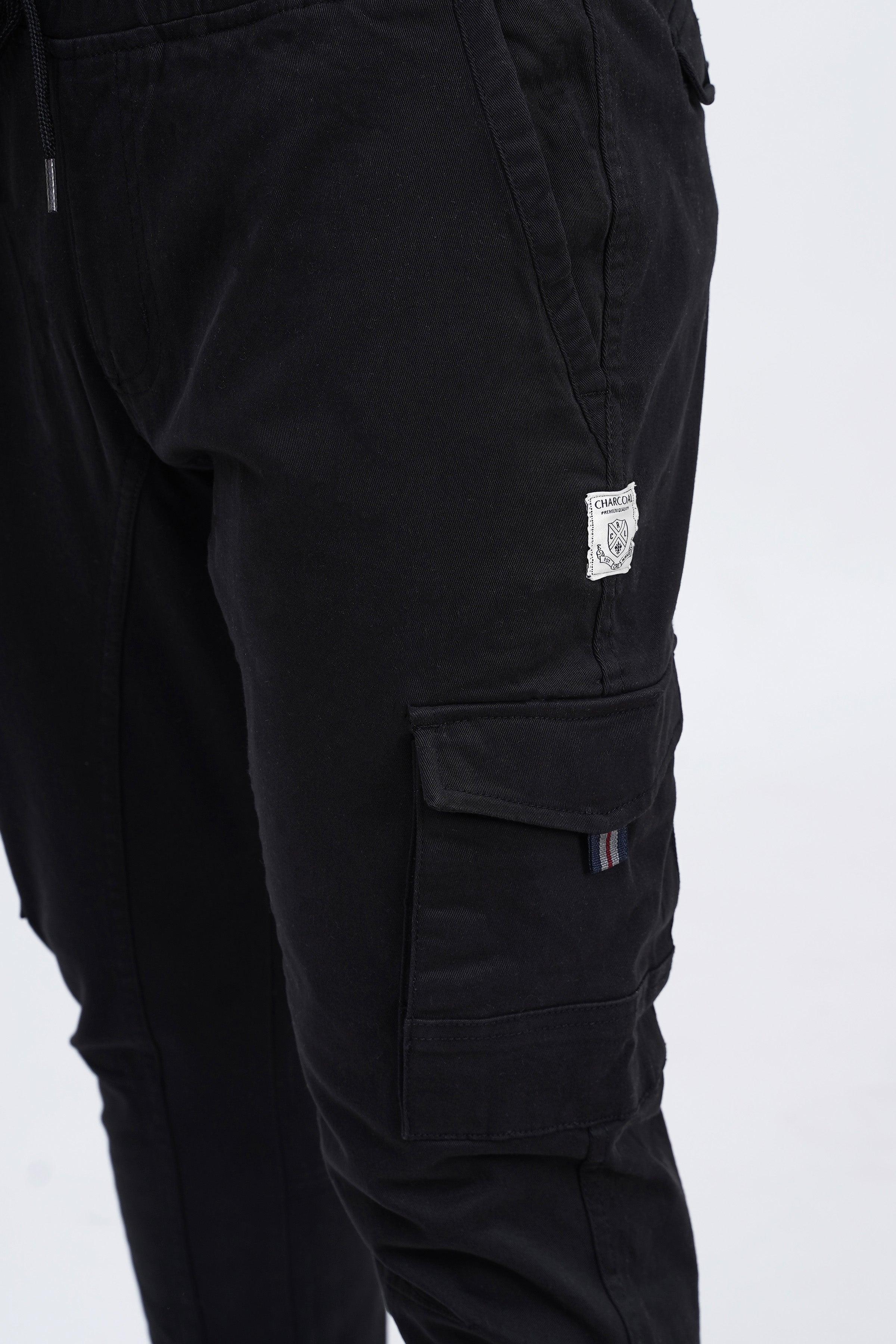 CARGO JOGGER TROUSER BLACK at Charcoal Clothing