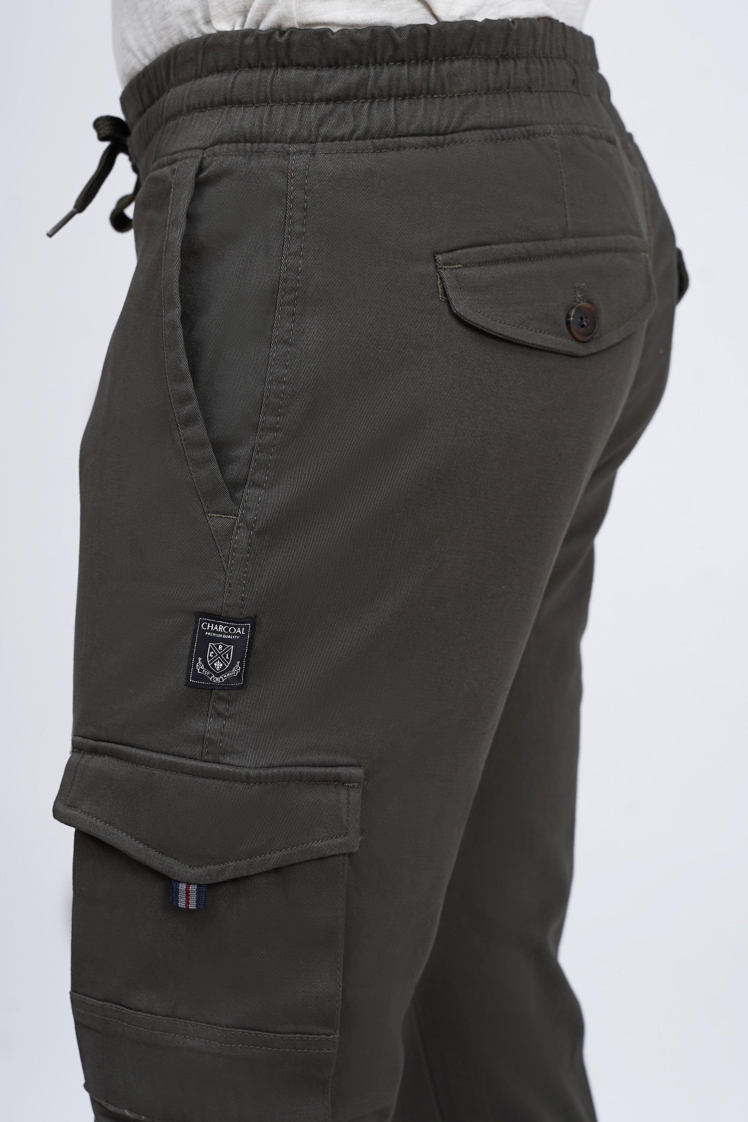 CARGO JOGGER TROUSER DARK OLIVE at Charcoal Clothing