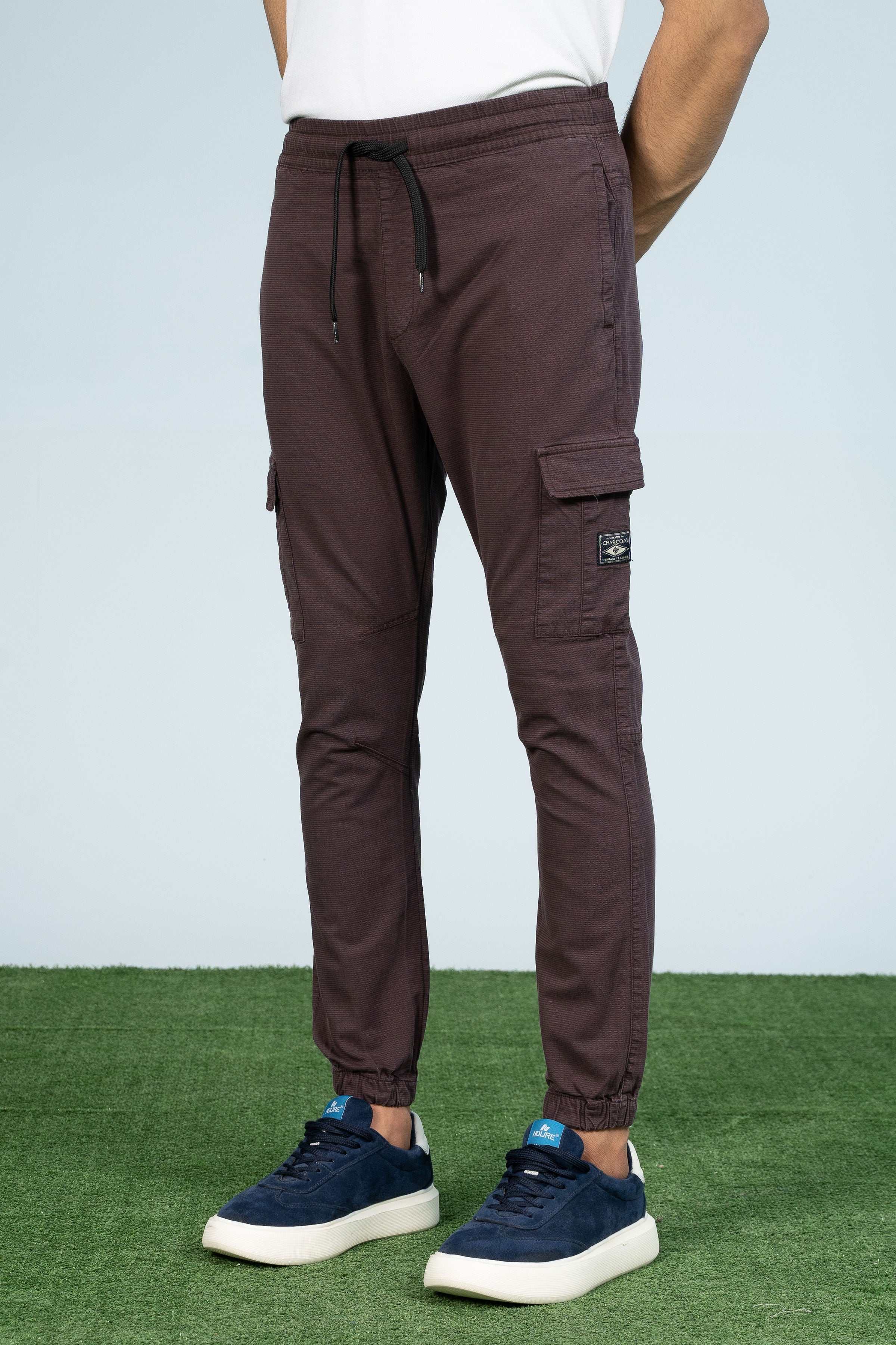 CARGO JOGGER TROUSER MAROON at Charcoal Clothing