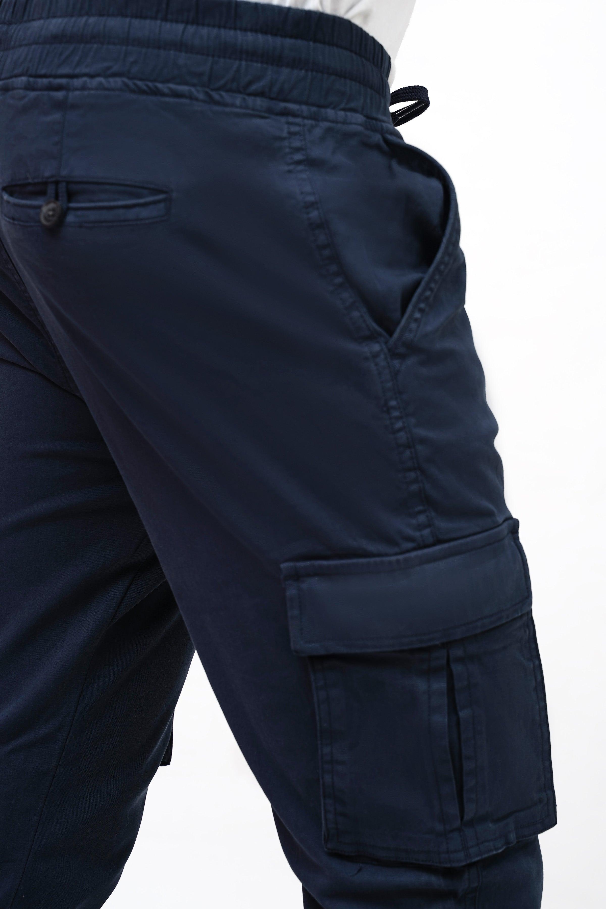CARGO SLIM FIT NAVY TROUSER at Charcoal Clothing