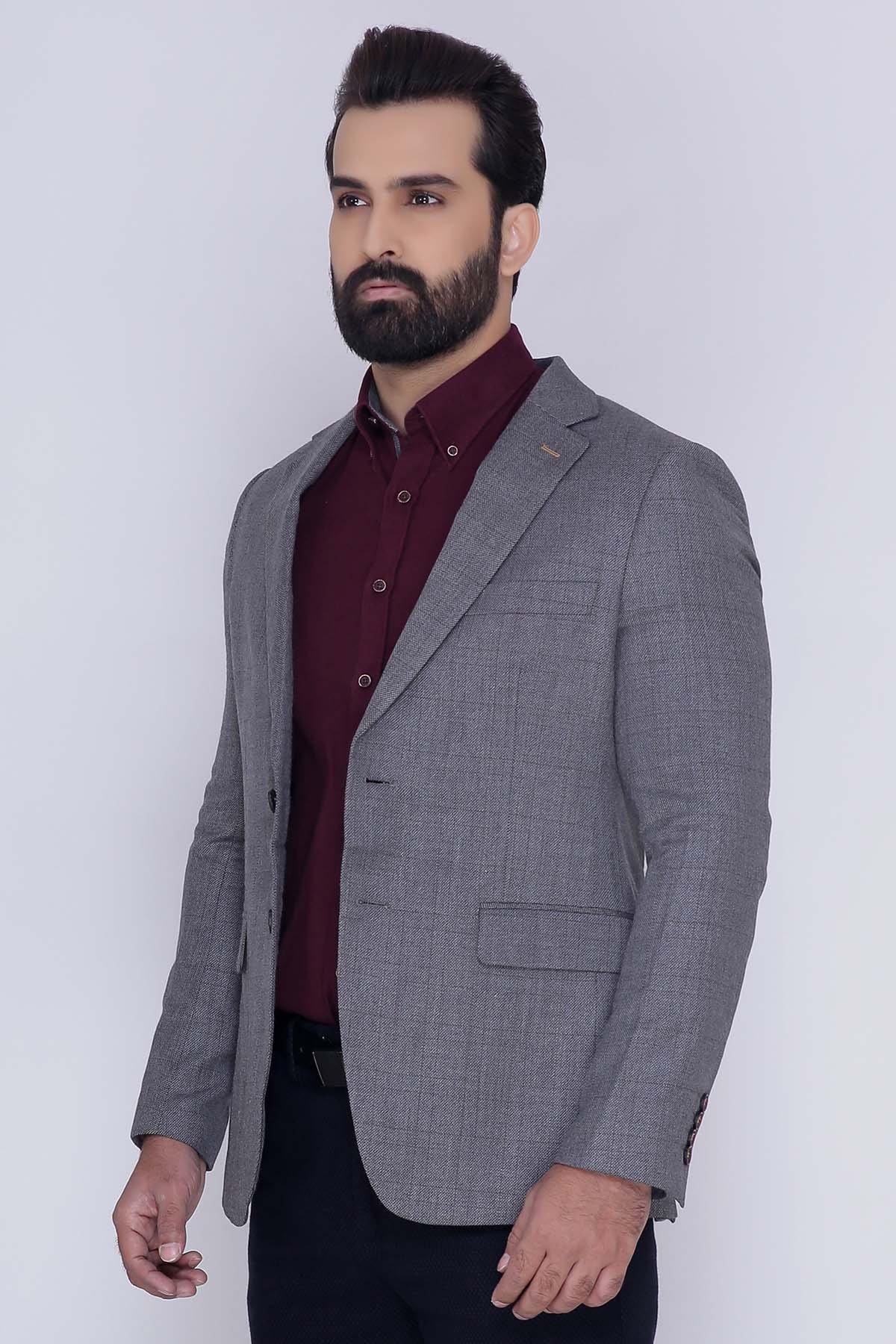 CASUAL COAT 2 BUTTON SLIM FIT GREY at Charcoal Clothing