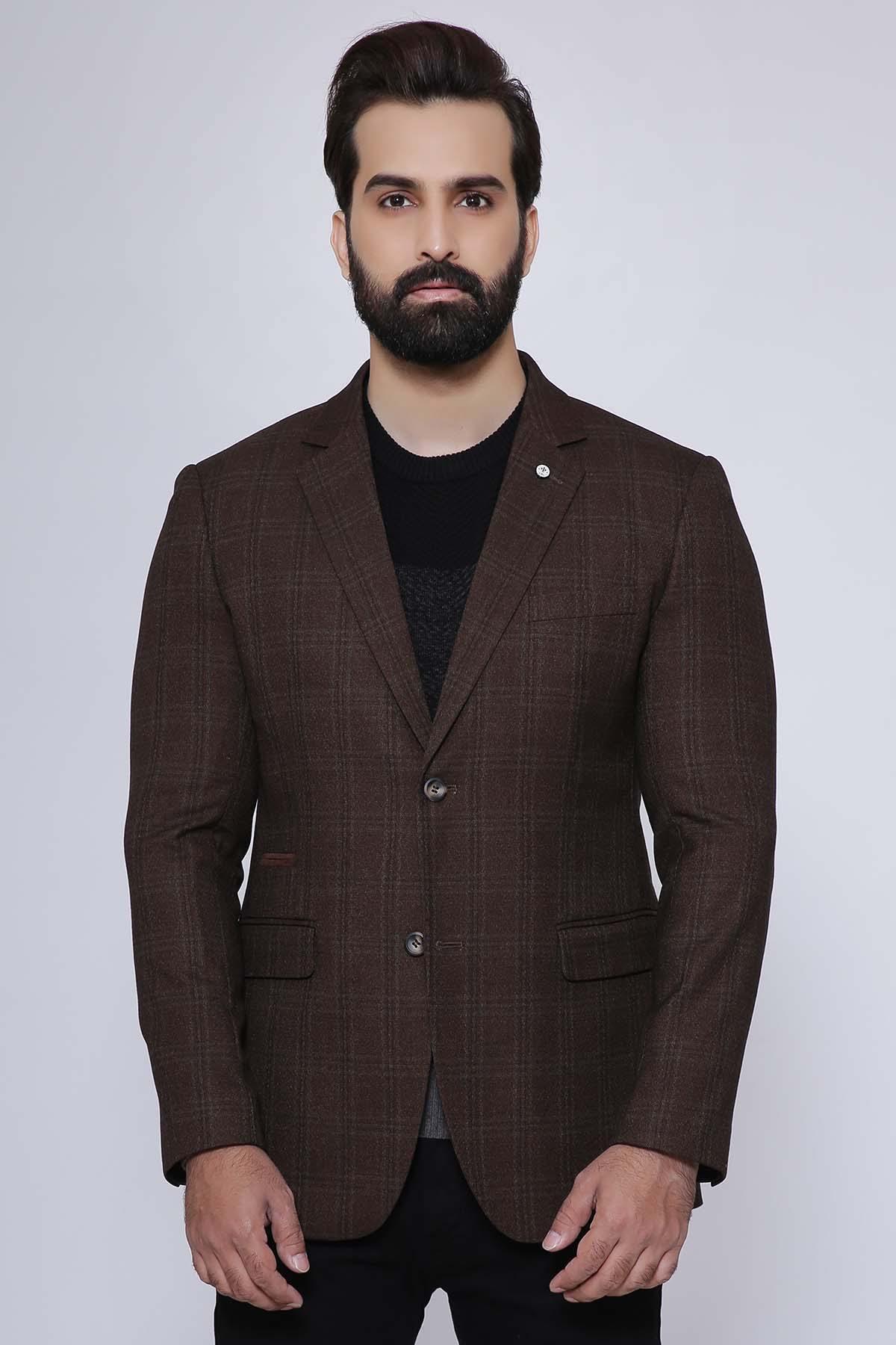 CASUAL COAT 2 BUTTON SMART FIT BROWN at Charcoal Clothing