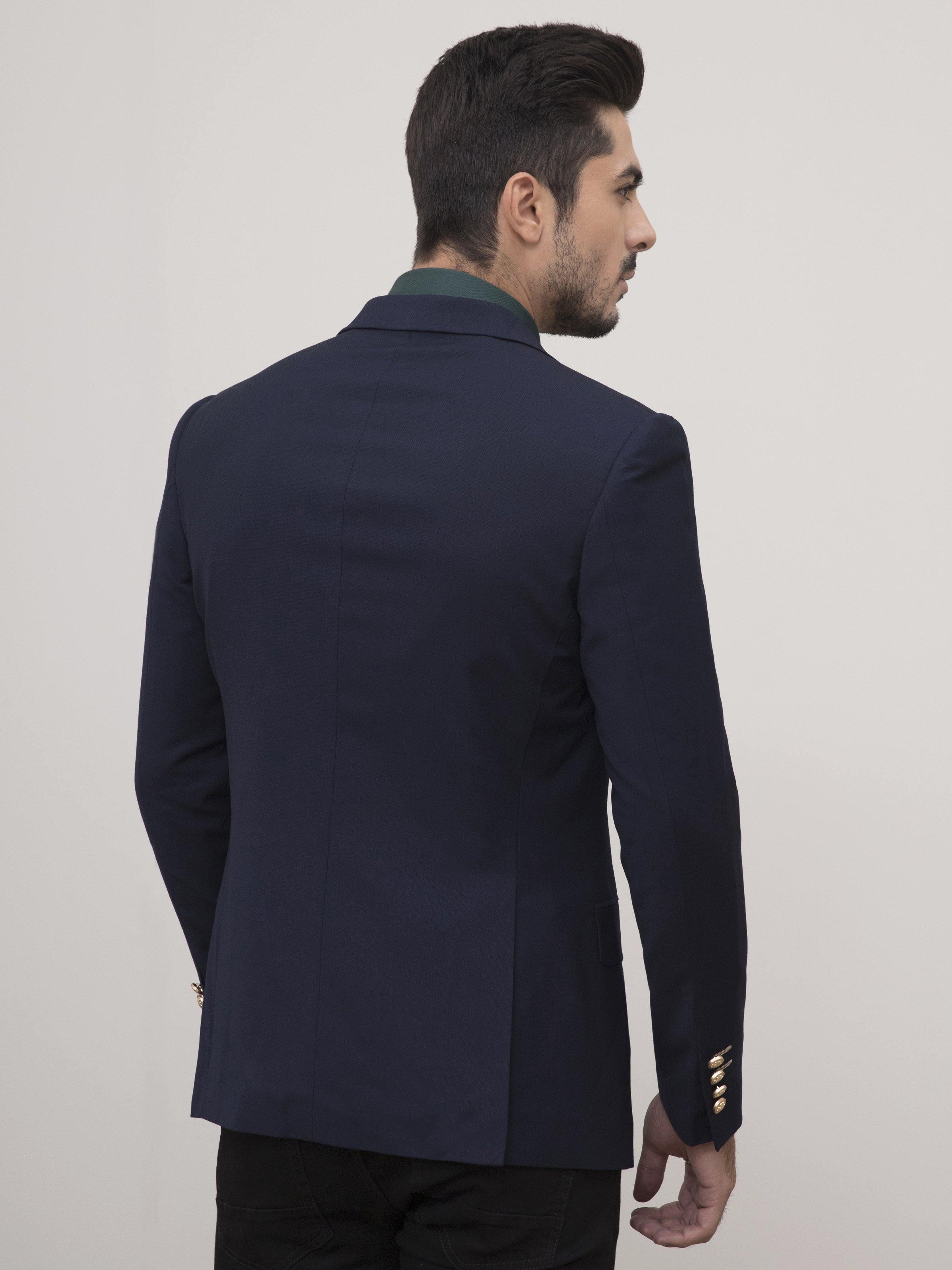 CASUAL COAT DOUBLE BREASTED SLIM FIT NAVY at Charcoal Clothing