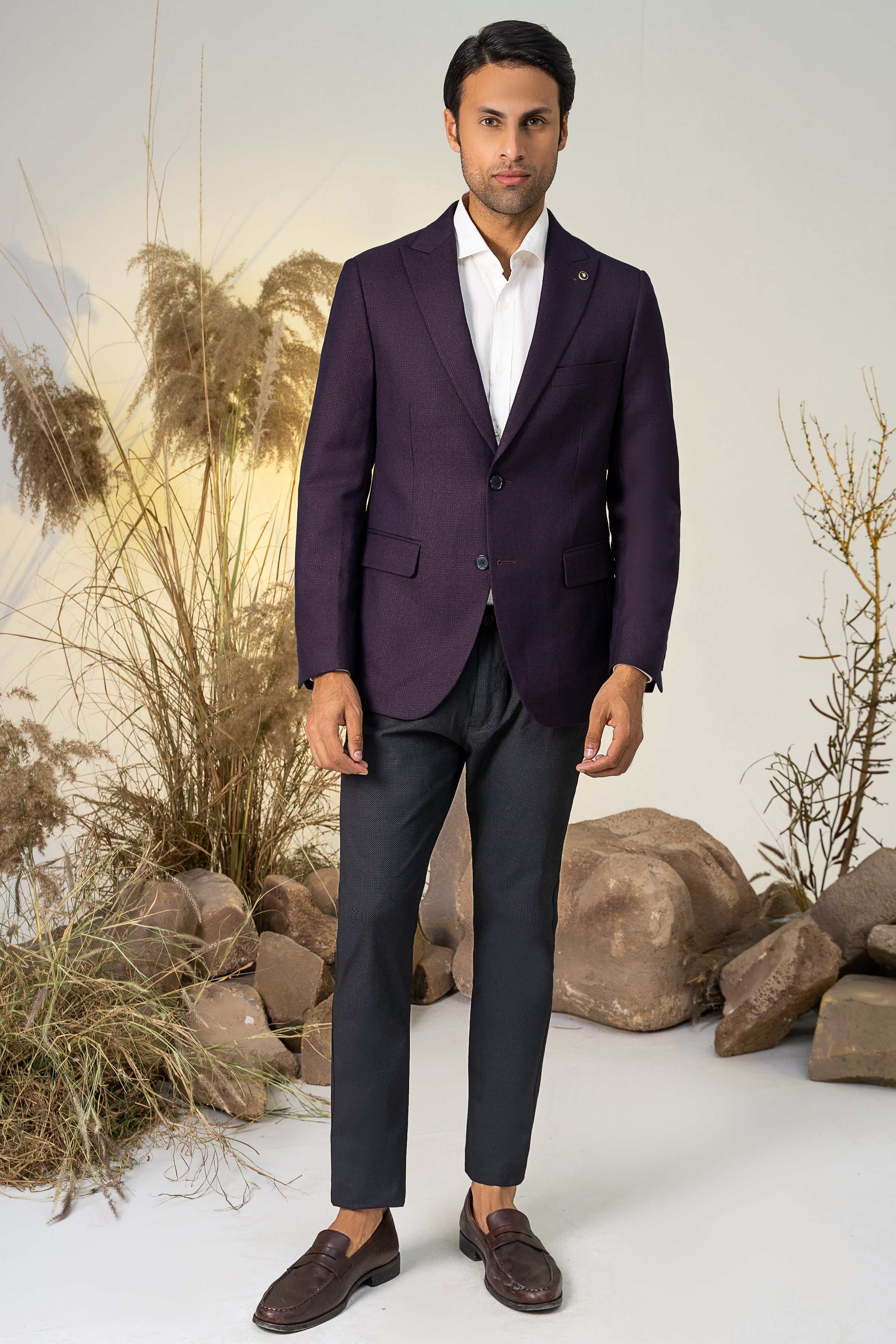 CASUAL COAT MAROON NAVY at Charcoal Clothing