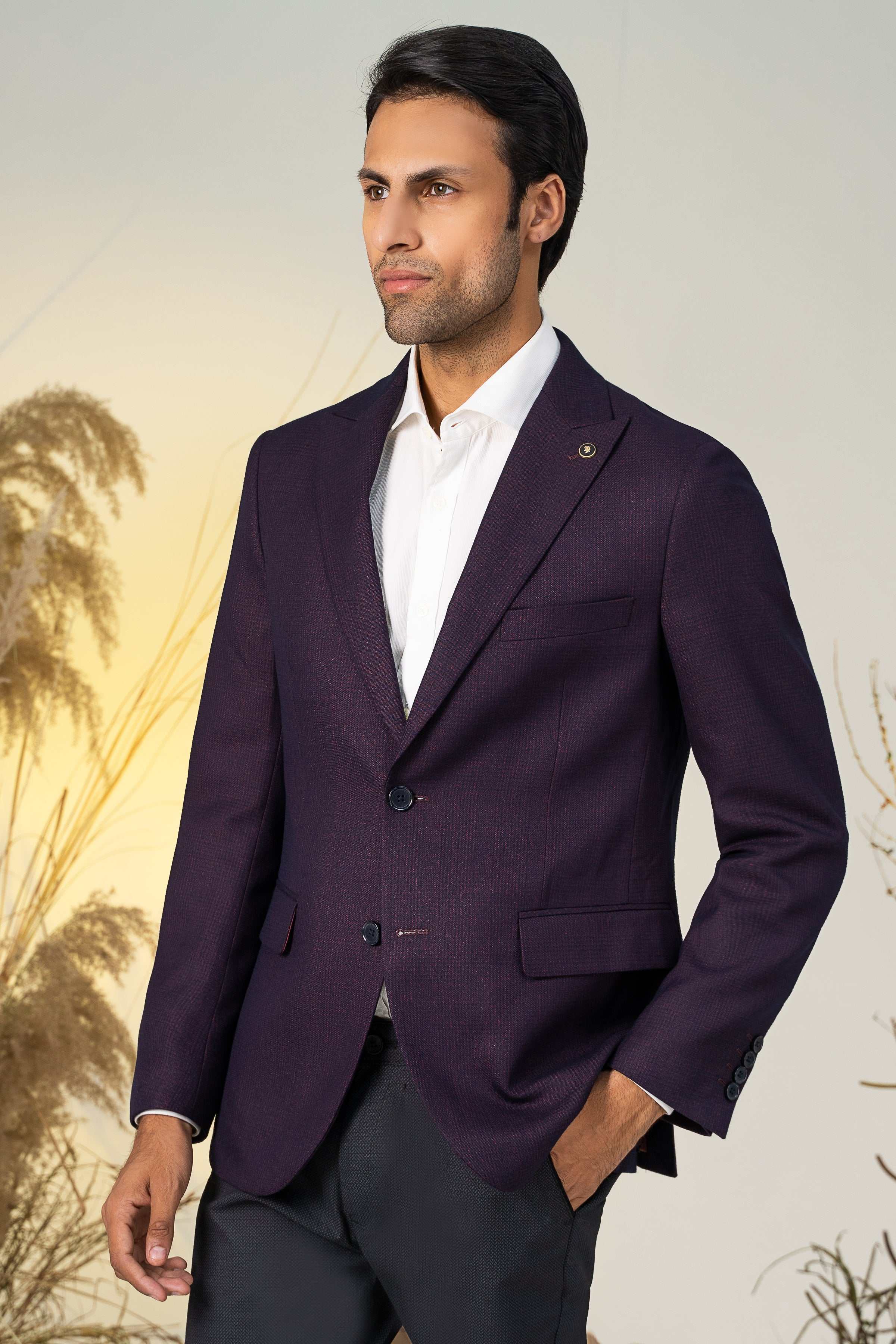 CASUAL COAT MAROON NAVY at Charcoal Clothing