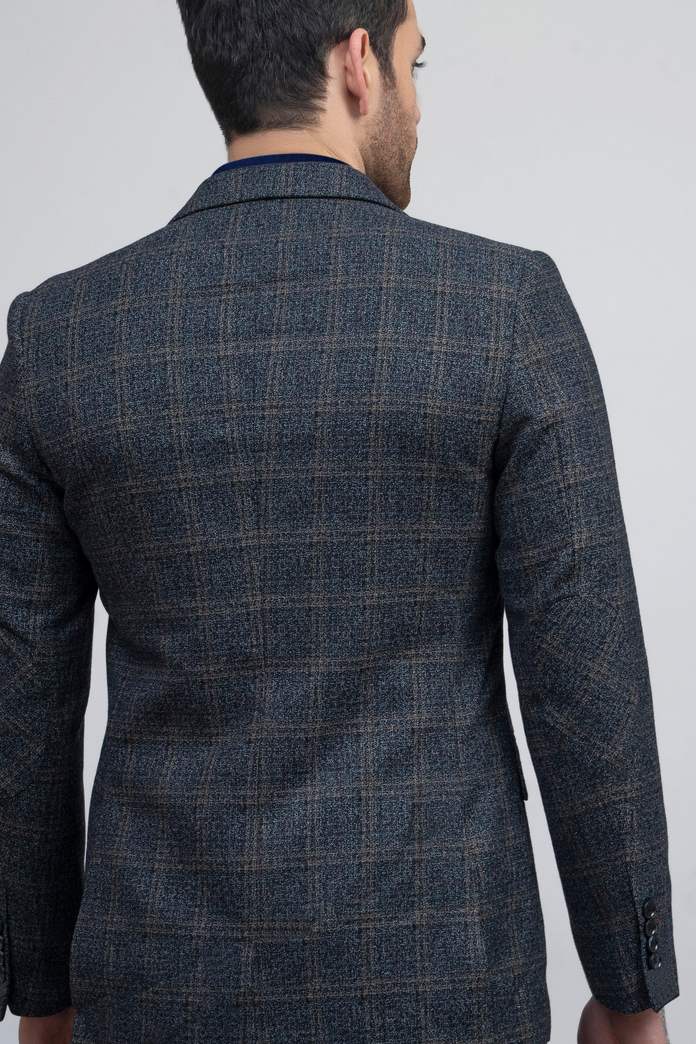 CASUAL COAT NAVY GREY at Charcoal Clothing