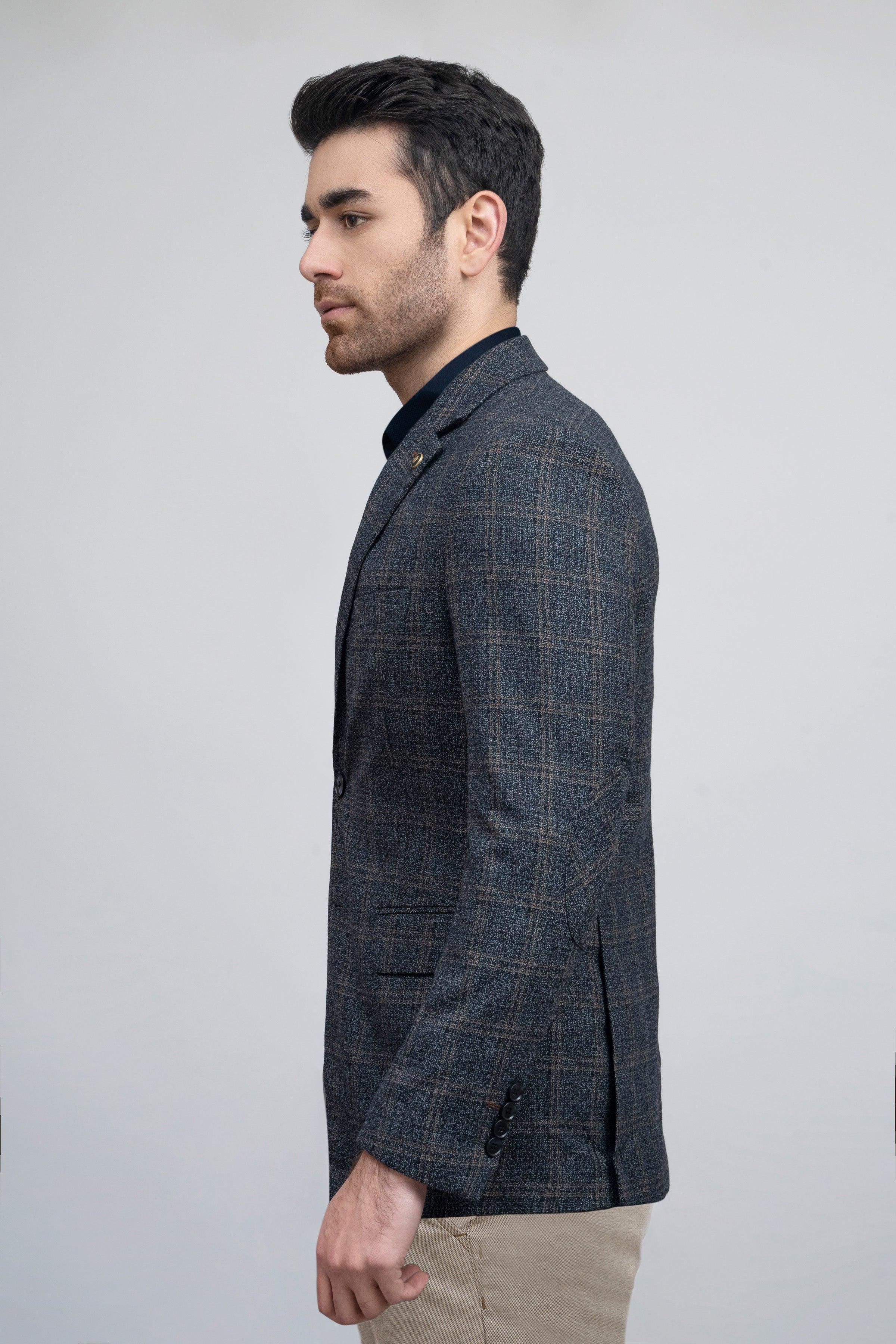CASUAL COAT NAVY GREY at Charcoal Clothing