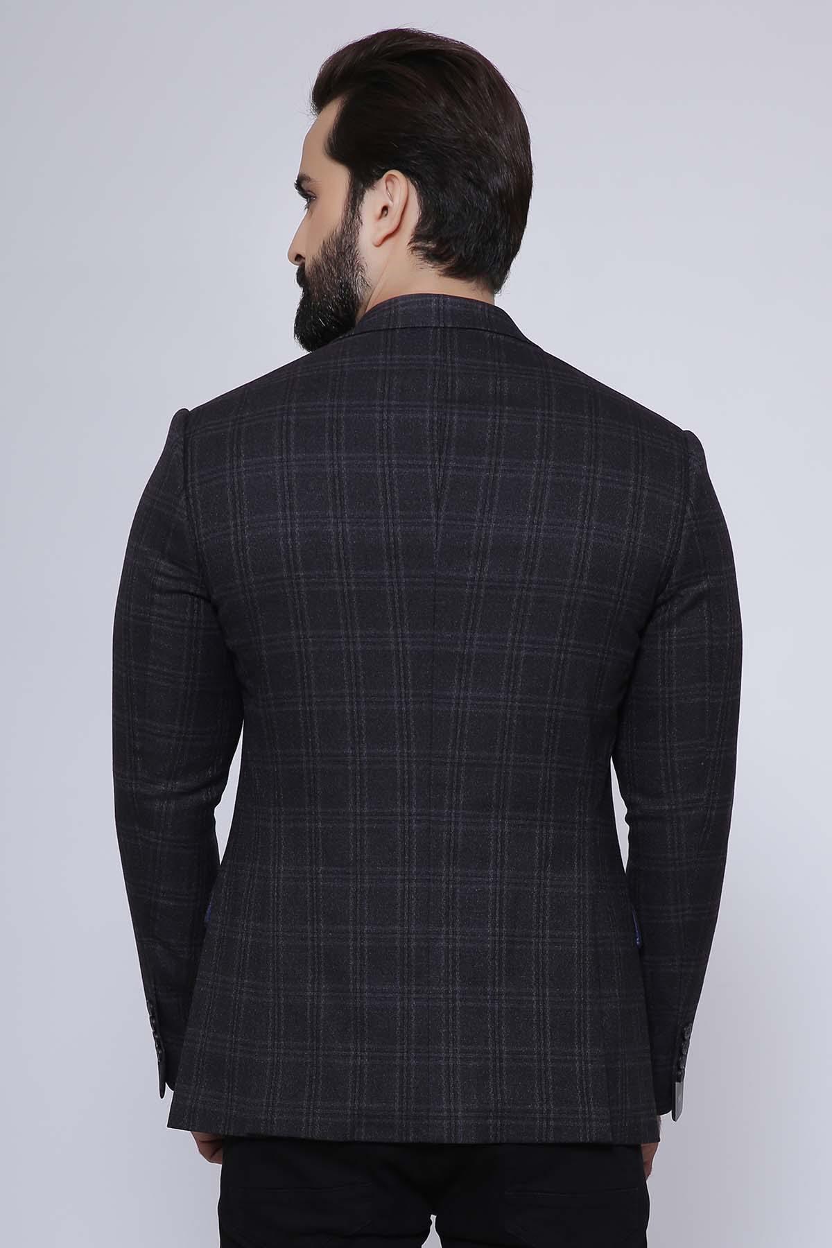 CASUAL COAT SLIM FIT BLACK GREY at Charcoal Clothing