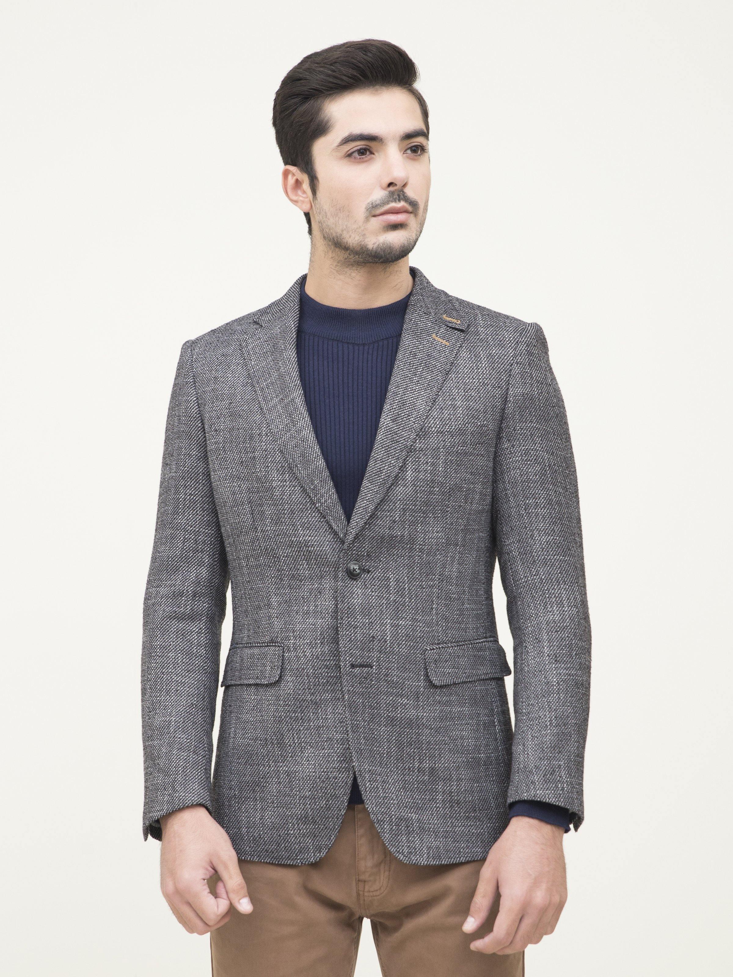 CASUAL COAT SLIM FIT BLACK GREY at Charcoal Clothing