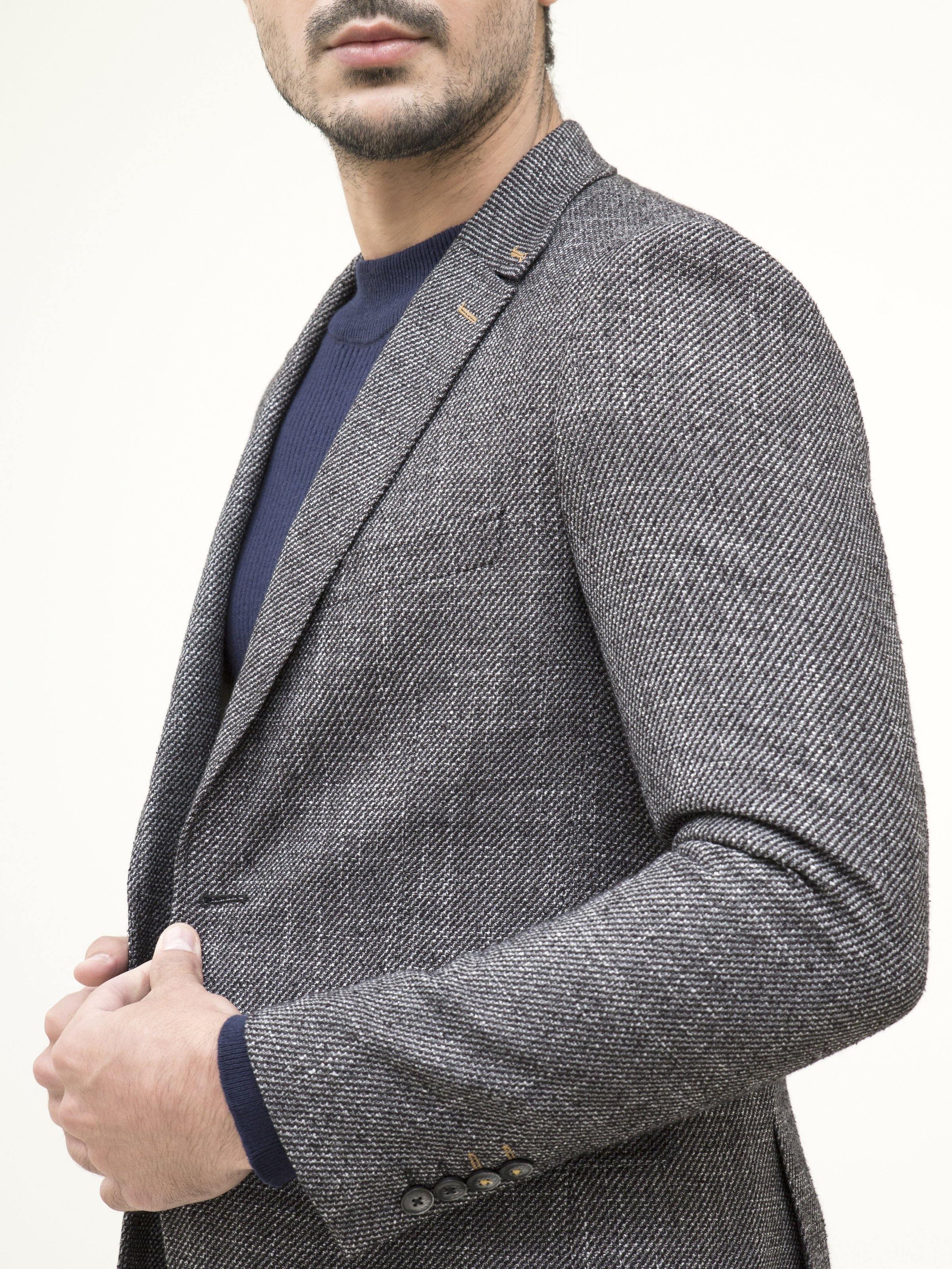 CASUAL COAT SLIM FIT BLACK GREY at Charcoal Clothing