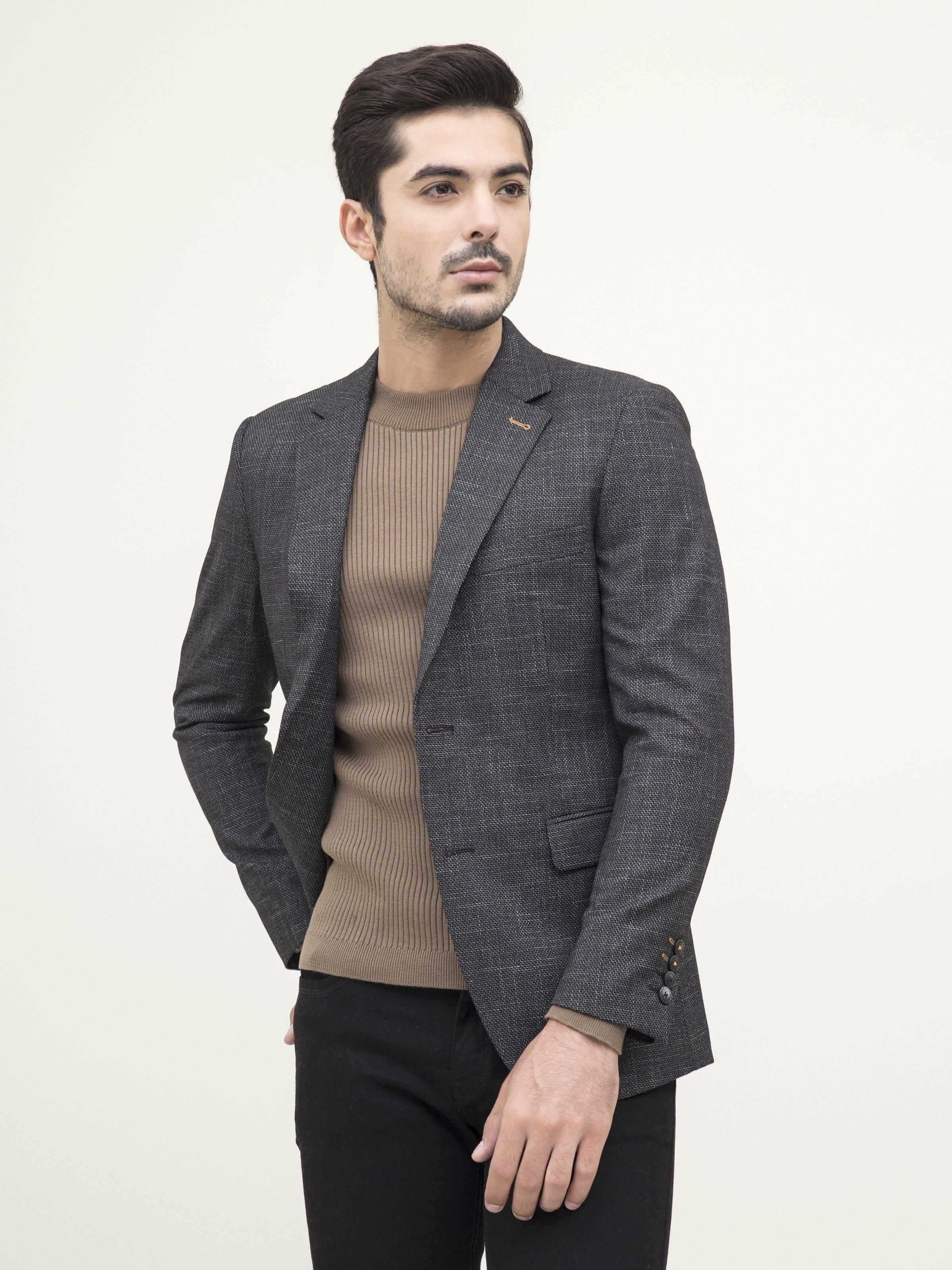 CASUAL COAT SLIM FIT BLACK at Charcoal Clothing