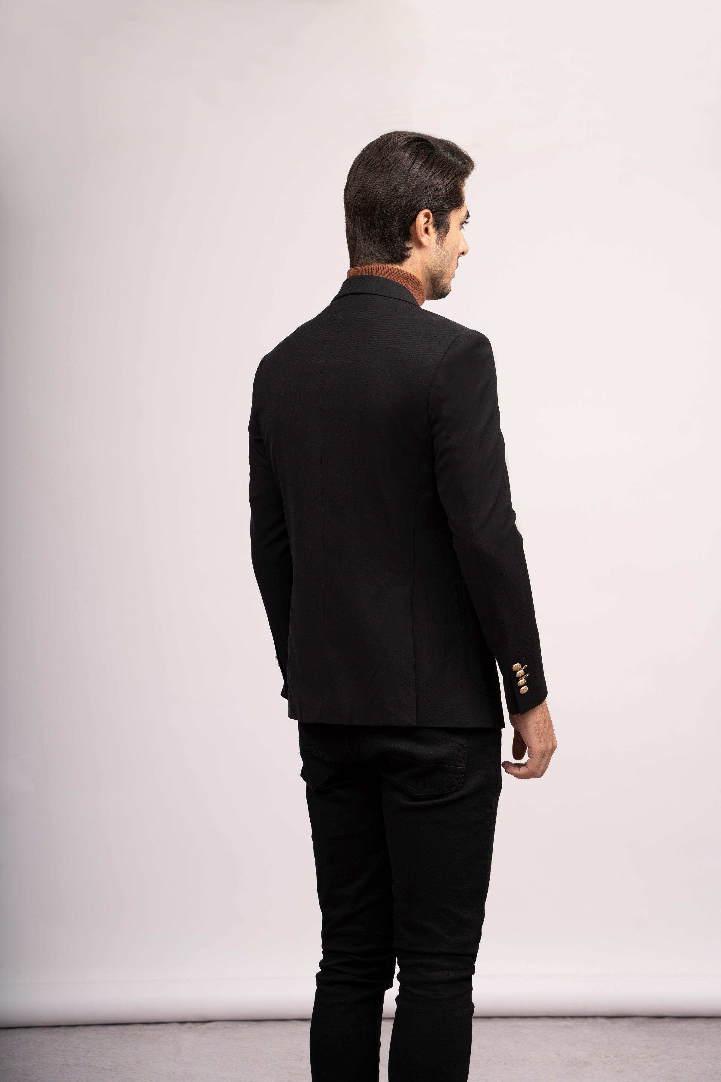 CASUAL COAT SLIM FIT BLACK at Charcoal Clothing